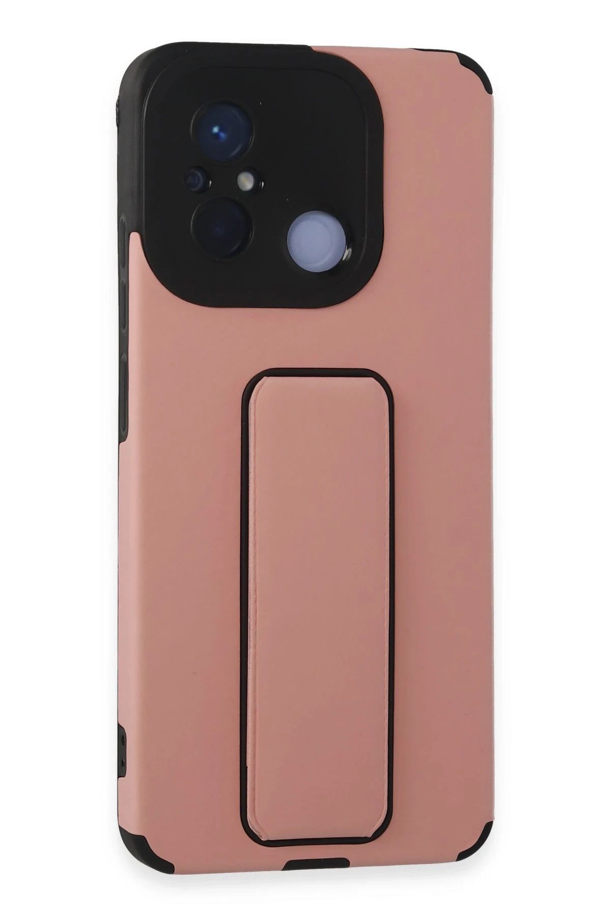 NewFace Xiaomi Redmi 12C Kılıf Mega Standlı Silikon - Pudra BSTMY