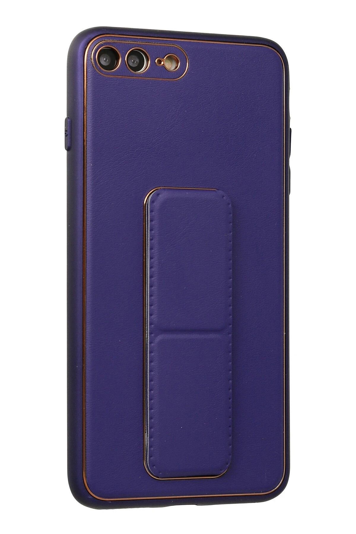 cepmoda iPhonE 7/8 PLUS | Coco STANDLI Deri Silikon Telefon Kılıfı - Lüx ve Dayanıklı Kapak | MOR