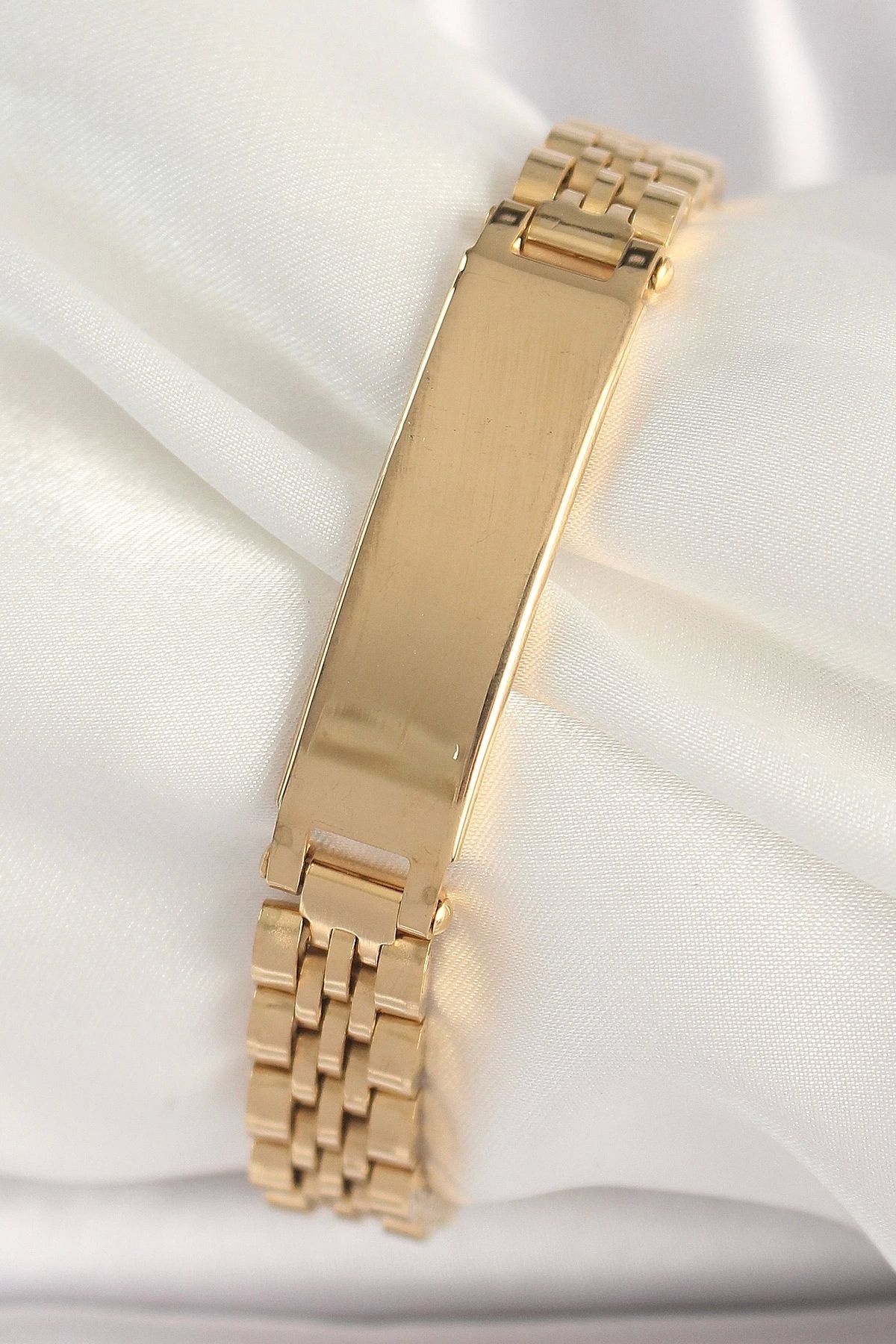 Clariss 316L Çelik Gold Renk Zincir Künye Model Erkek Bileklik
