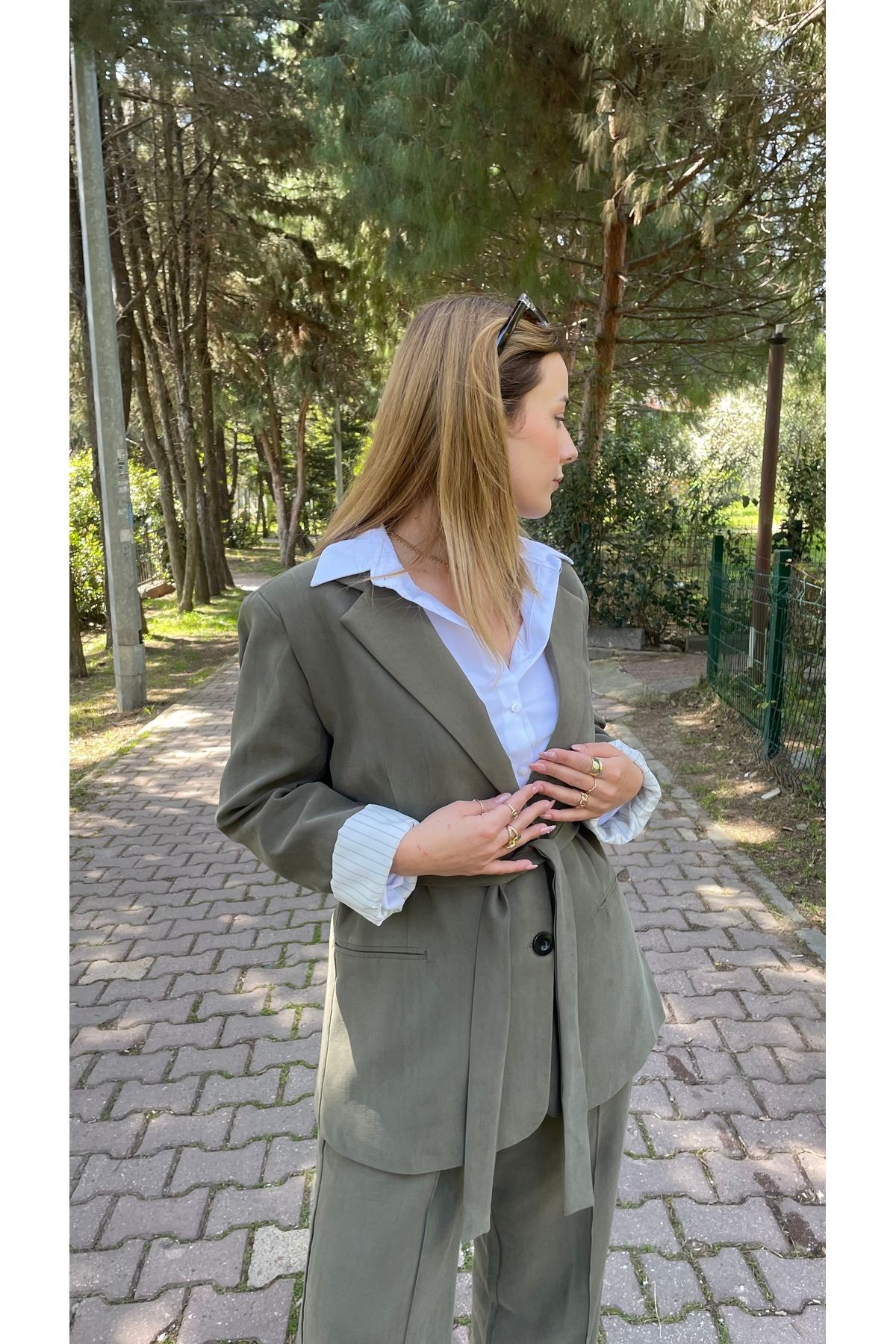 AYLİMODA Haki Blazer Ceket Pantolon Takım