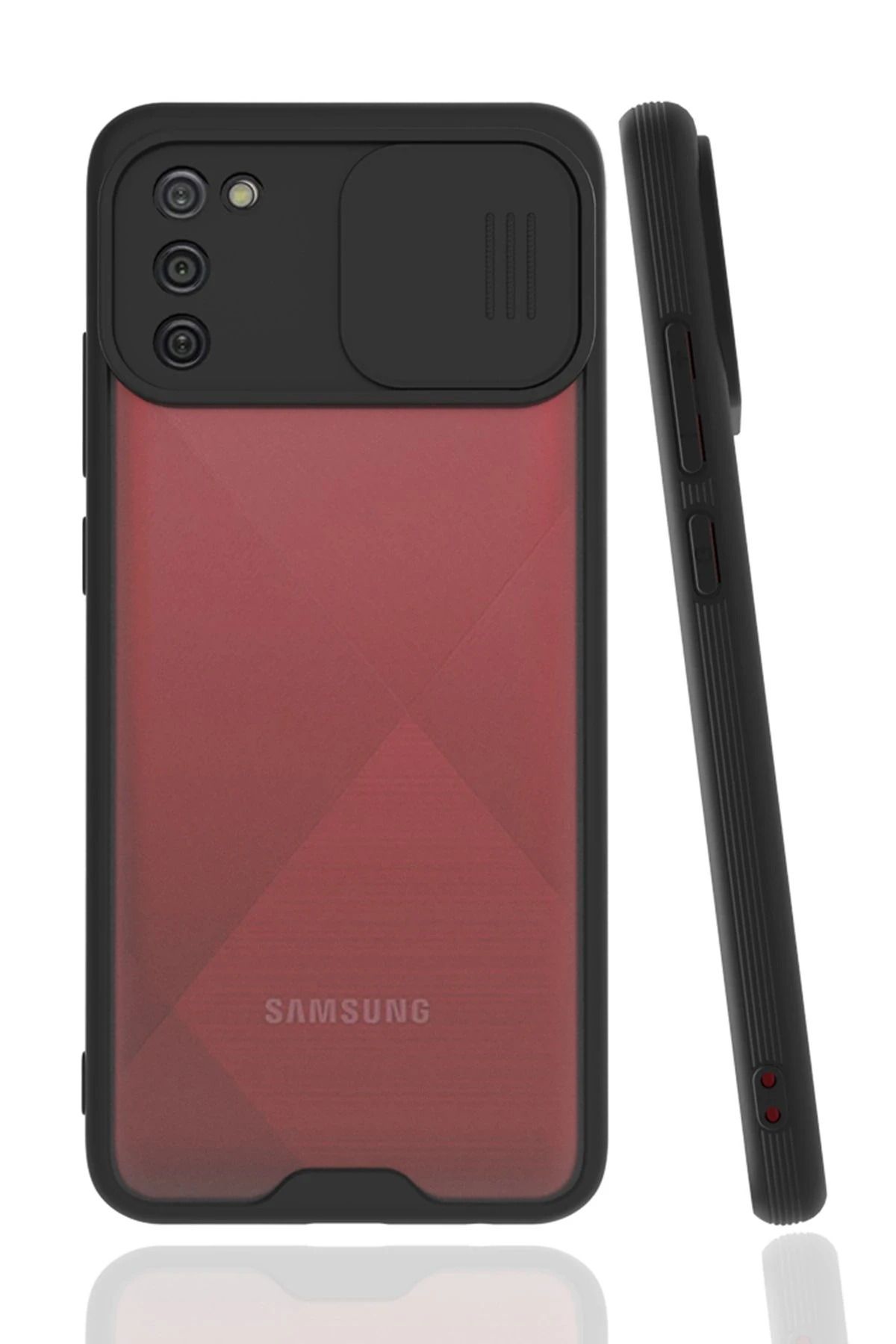 NewFace Samsung Galaxy A02S Kılıf Platin Kamera Koruma Silikon - Siyah INSLM