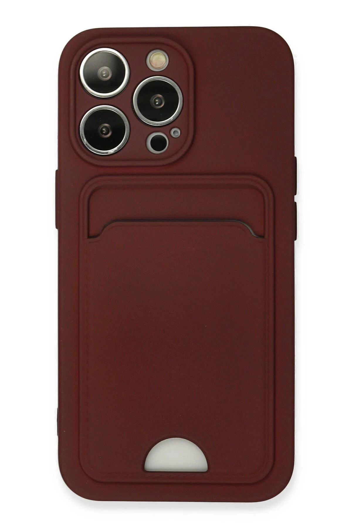 NewFace iPhone 13 Pro Kılıf Kelvin Kartvizitli Silikon - Bordo YNSMR