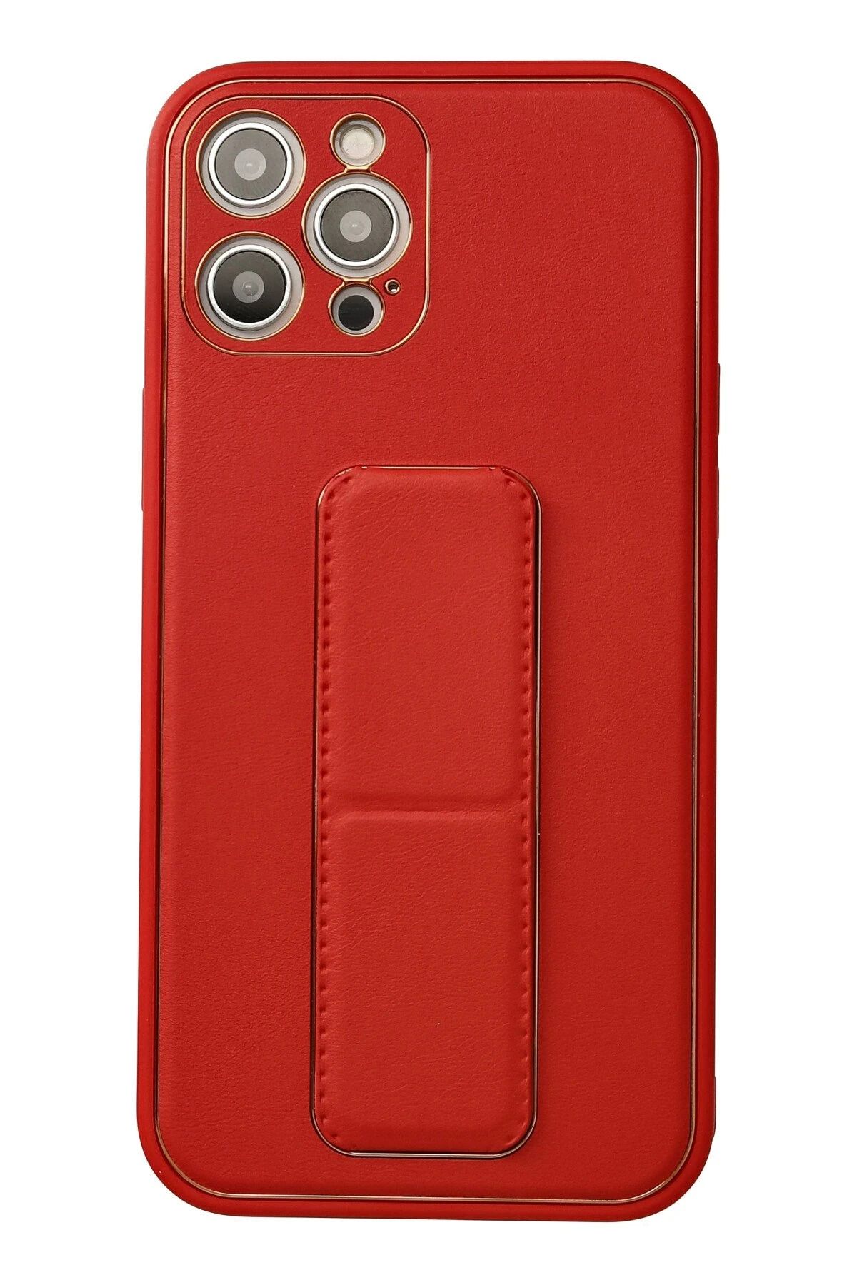 NewFace iPhone 12 Pro Max Kılıf Coco Deri Standlı Kapak - Kırmızı BSTMY