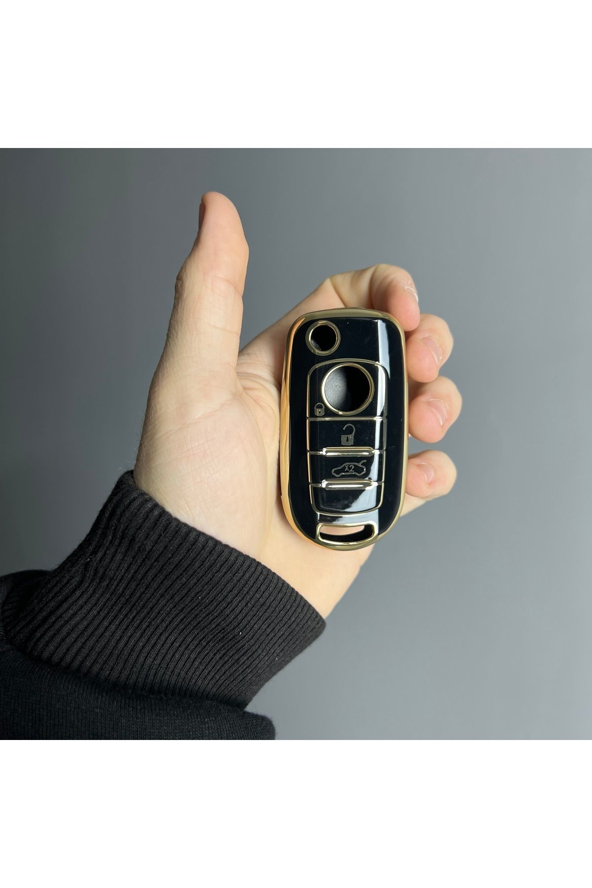 Luxe Aksesuarr Fiat Egea Uyumlu Sustalı 3 Buton Koruma Anahtar Kumanda Silikon Nano Kılıf Siyah Renk