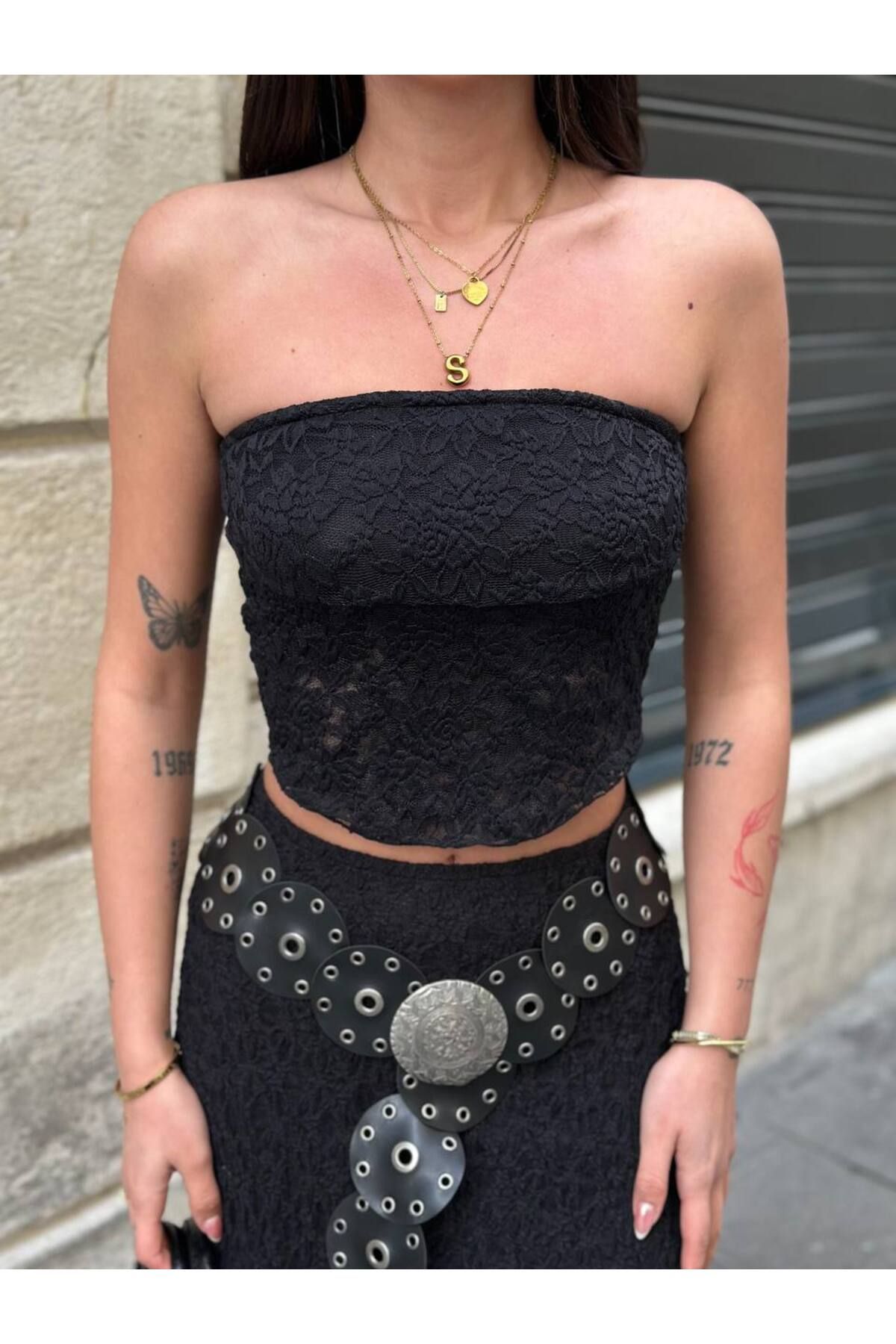MetuCA Dantel Straplez Crop Top | Şık ve Zarif Tasarım