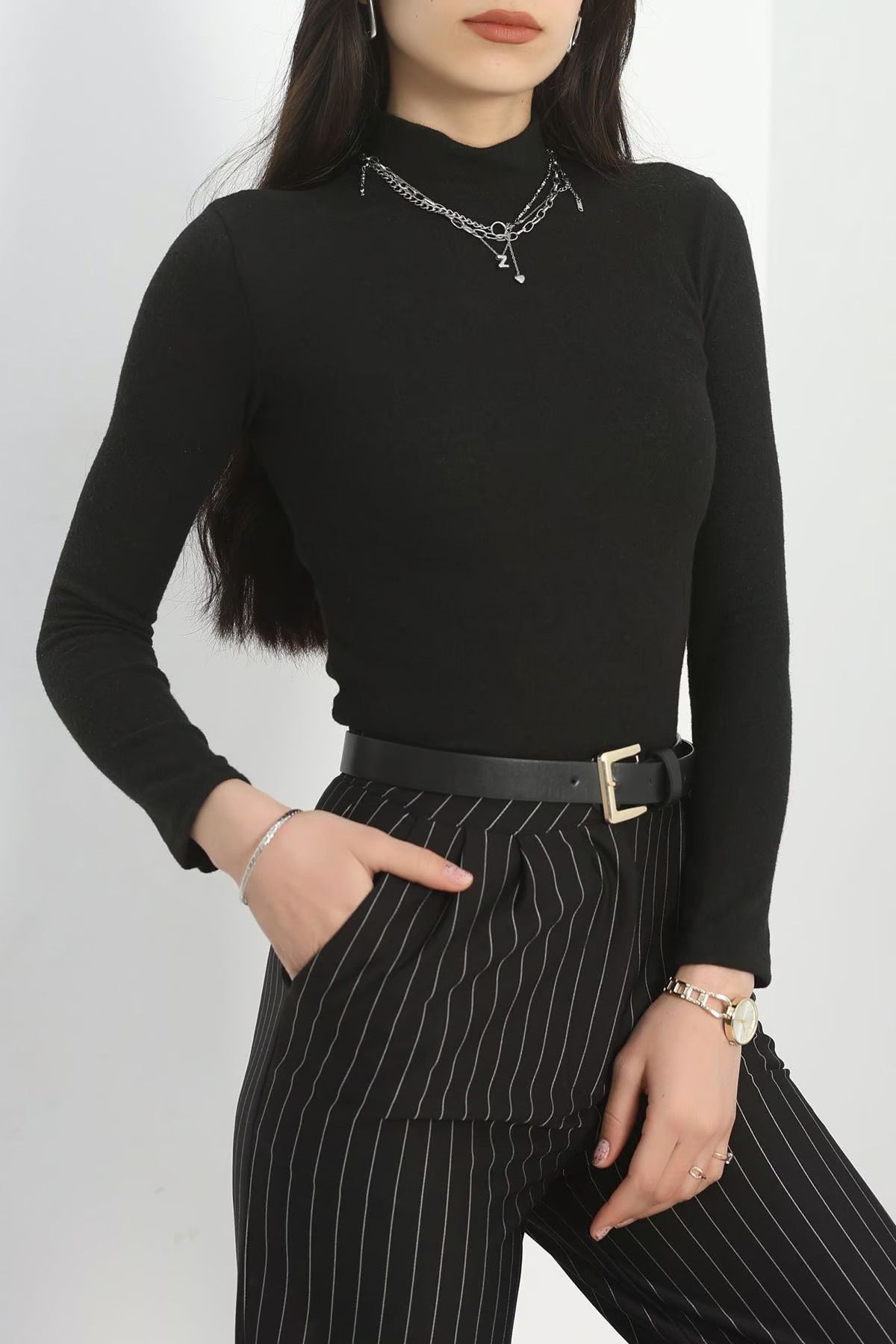 Butik Yarım Balıkçı Yumoş Body Siyah