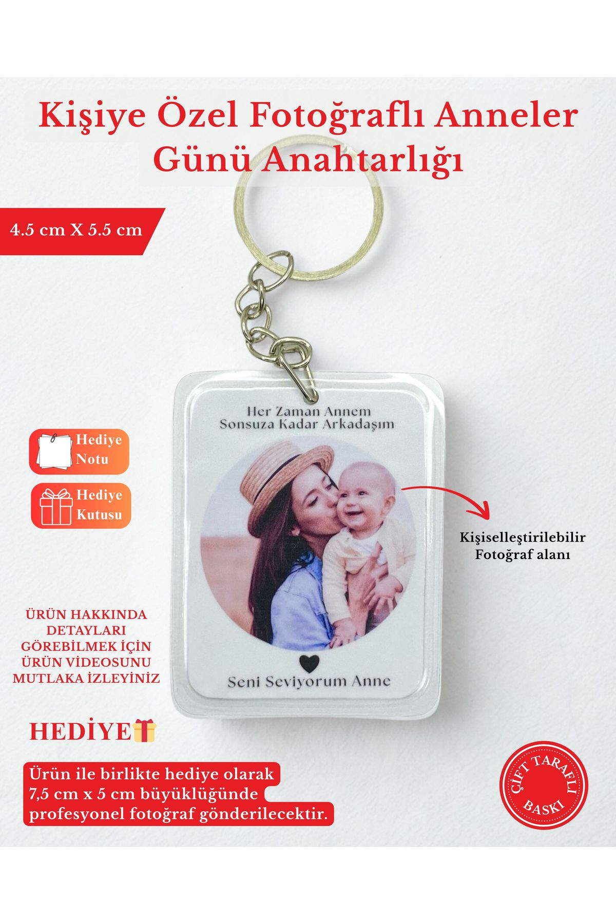 SERYAS DESIGN ANNELER GÜNÜNÜ ÖZEL RESİMLİ ANAHTARLIK ÇİFT TARAFLI 1 ADET - ANNEYE HEDİYE - ANNE 3.MODEL