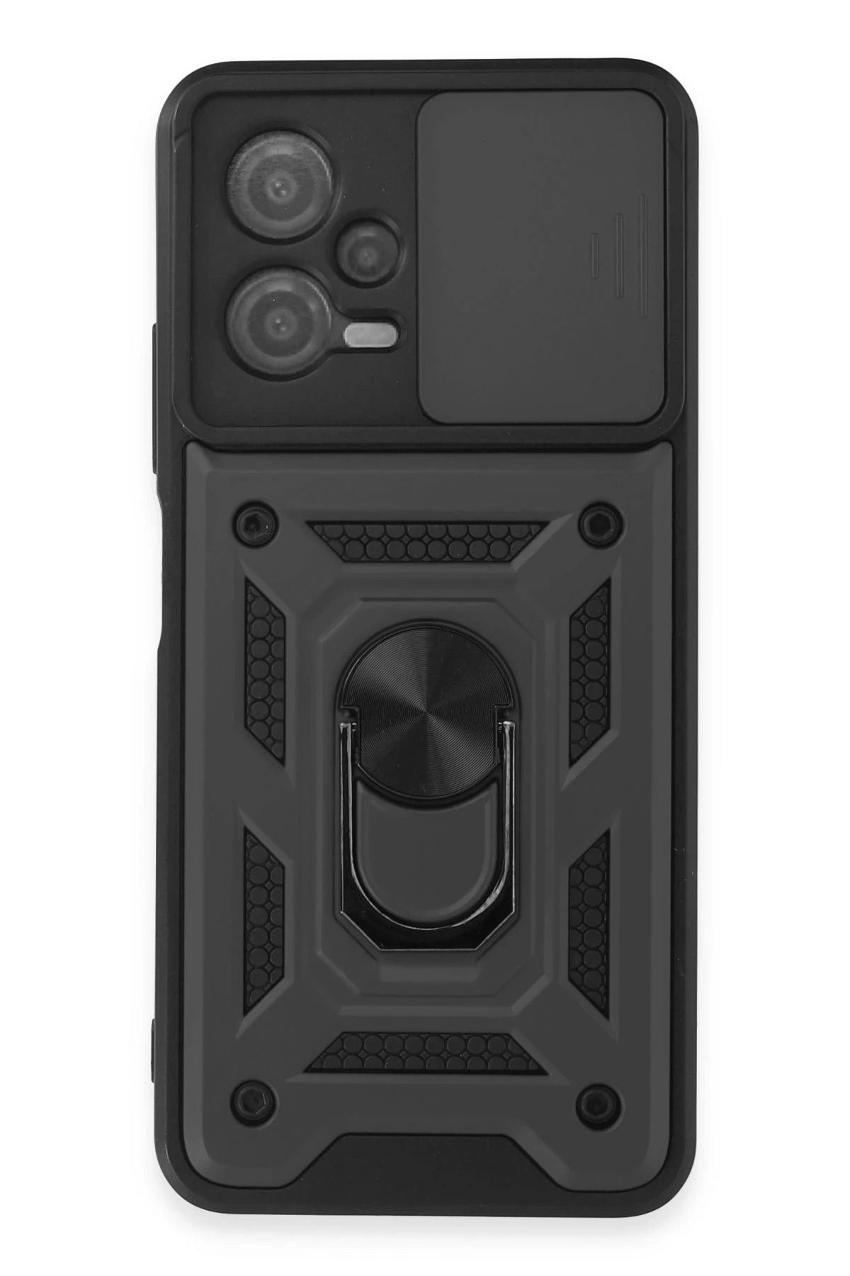 NewFace Xiaomi Redmi Note 12 5G Kılıf Pars Lens Yüzüklü Silikon - Siyah HNZRN
