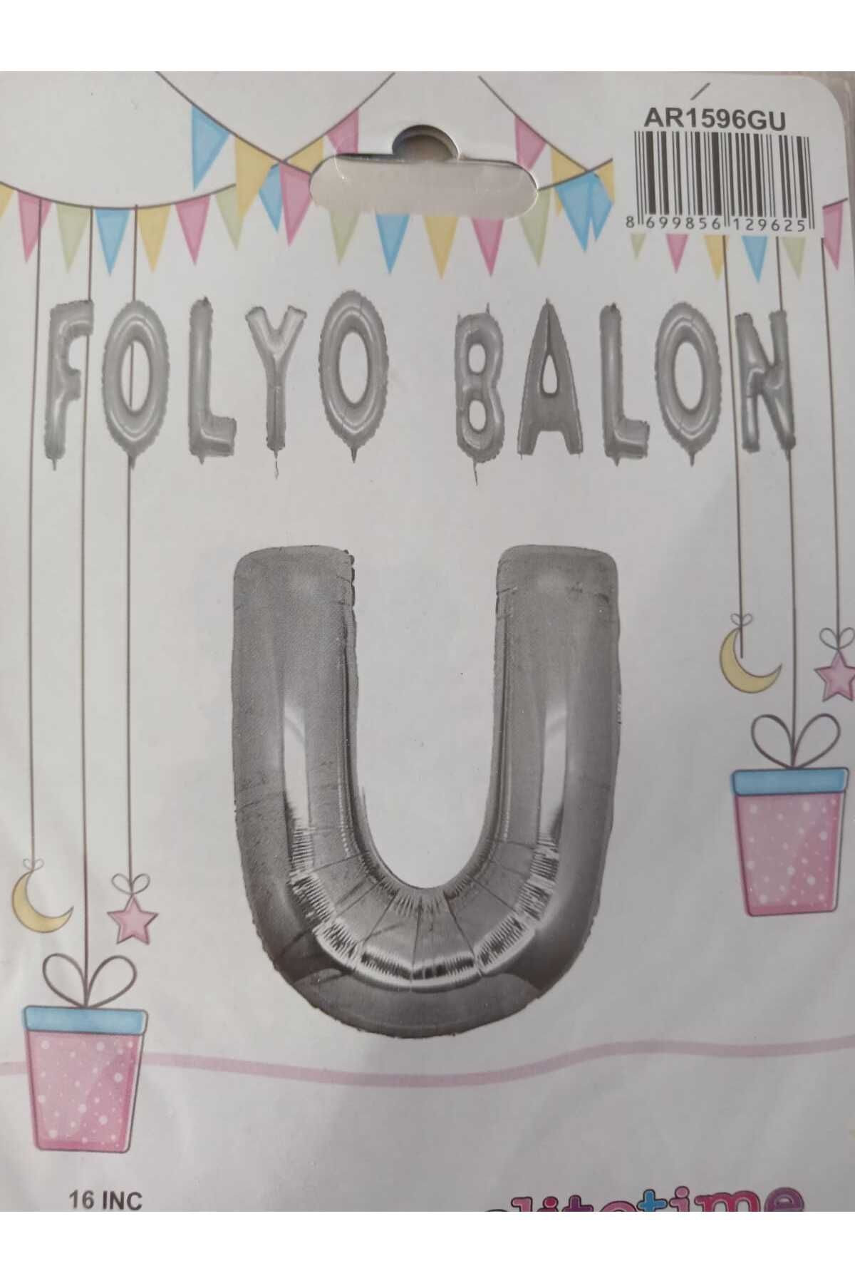 Doğumgünü Marketim 16" Inç 40 Cm Folyo Harf Balon Gümüş U Harfi