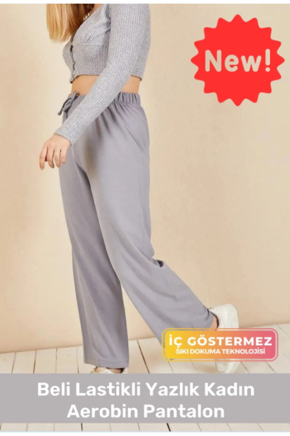 Por Favor Yeni Sezon Rahat Kalıp Beli Lastikli Bol Paça Salaş Yazlık Kadın Aerobin Pantolon