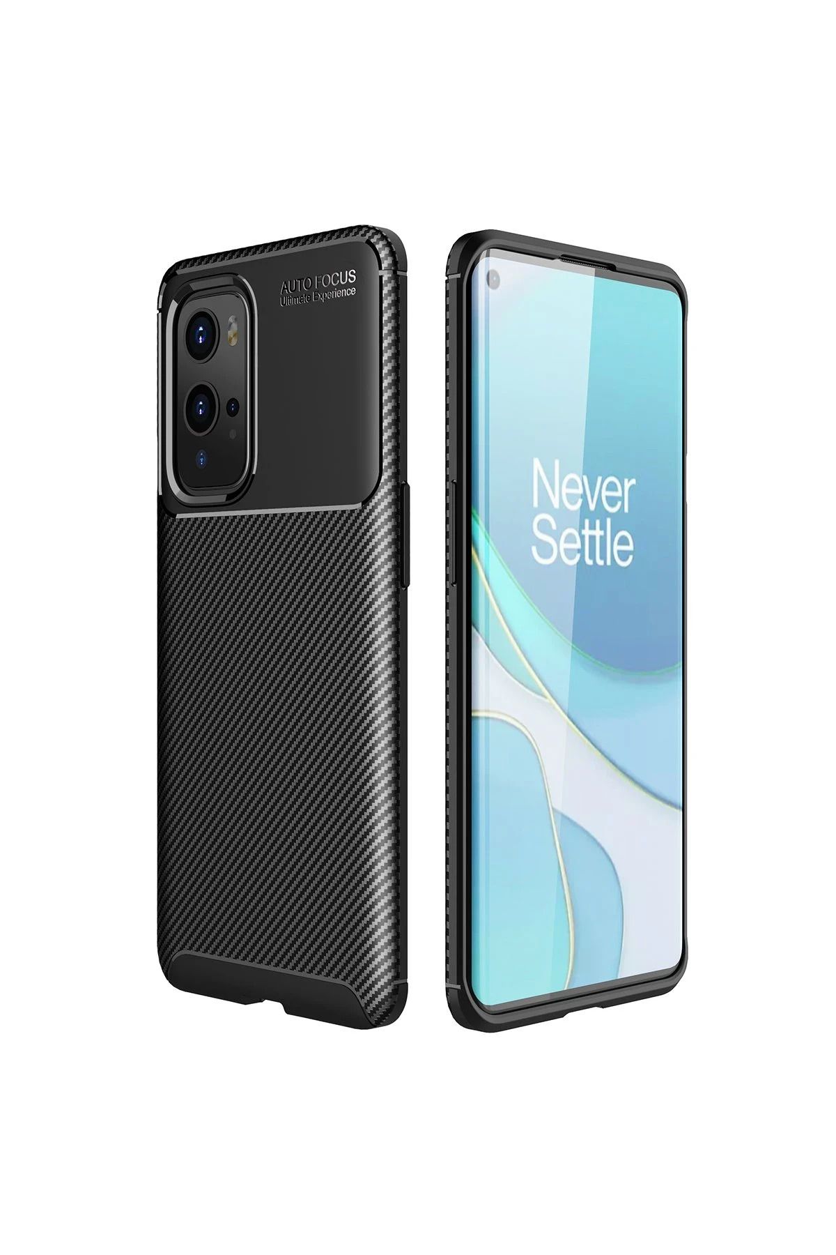 NewFace One Plus 9 Pro Kılıf Auto Focus Karbon Kapak - Siyah BSTMY