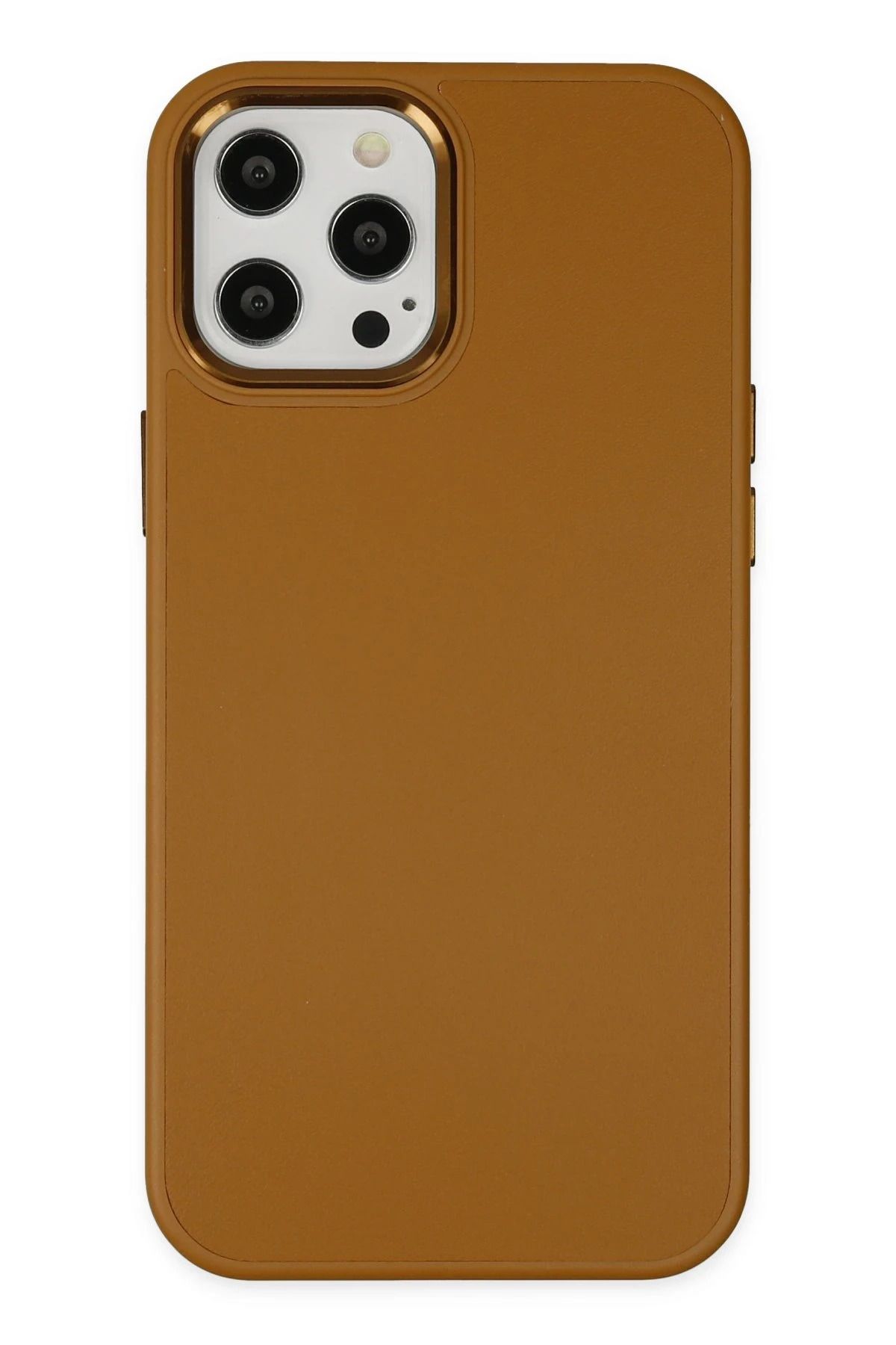 NewFace iPhone 12 Pro Max Kılıf Asya Deri Silikon - Kahverengi BSTMY