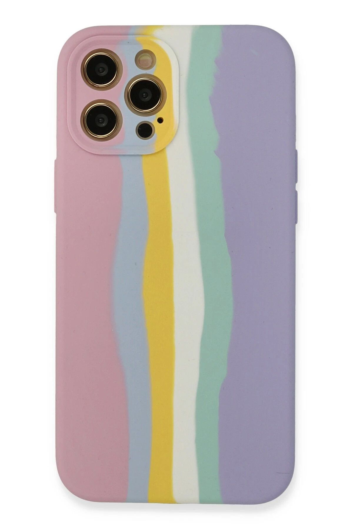 NewFace iPhone 12 Pro Max Kılıf Ebruli Lansman Silikon - Pembe-Lila JOJUA