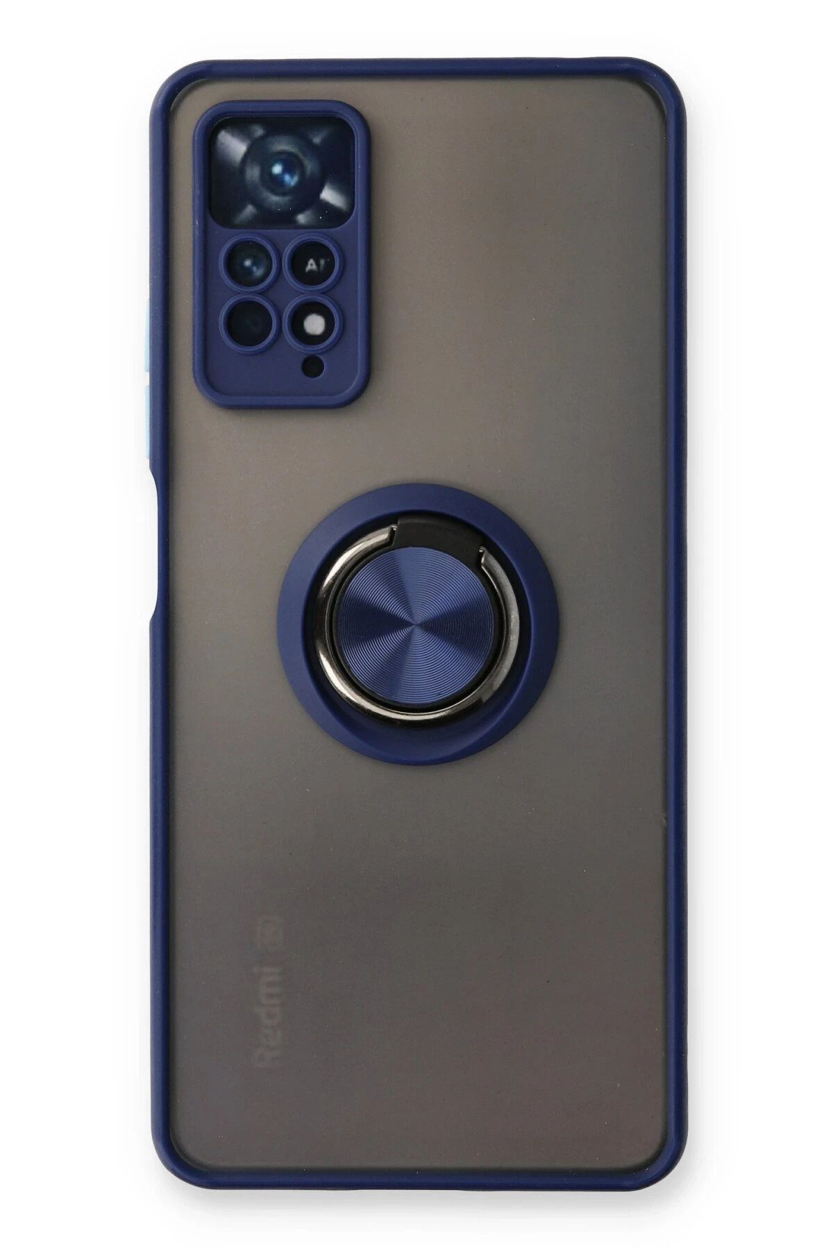 NewFace Xiaomi Redmi Note 11 Pro Kılıf Montreal Yüzüklü Silikon Kapak - Lacivert JOJUA