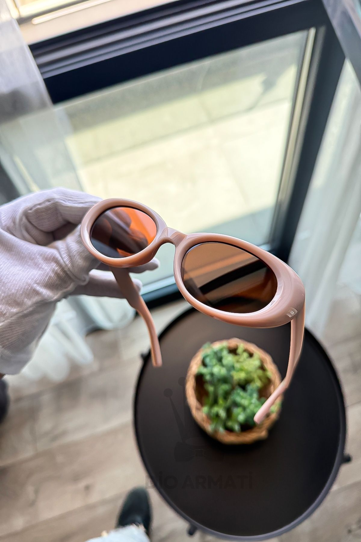 Dio Armati Güneş Gözlüğü Kadın & Erkek Uv400 Cam Ce Belgeli Bej Unisex Model-57