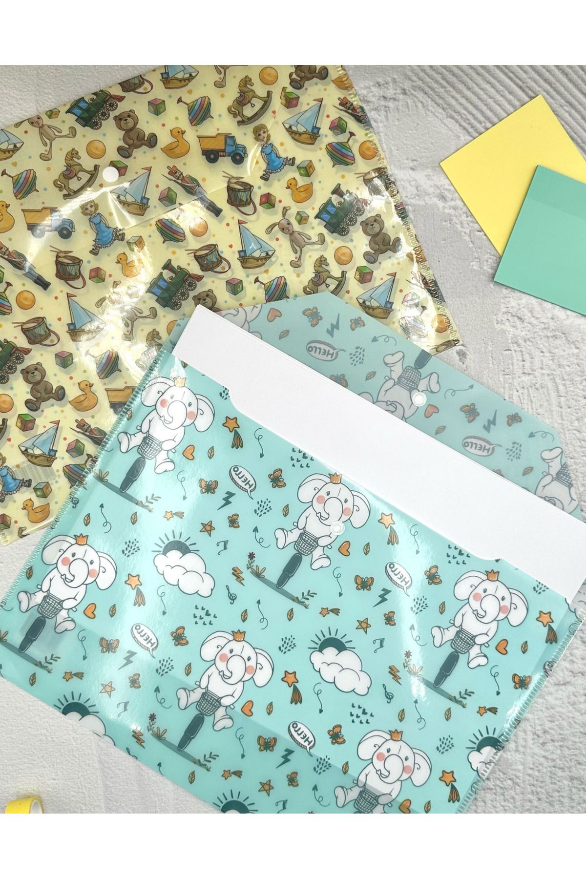 ZeCo Collection-Filin Journey and Toy Patterned Snap Fastener A4 2-Piece File Set / Organizer Folder 6
