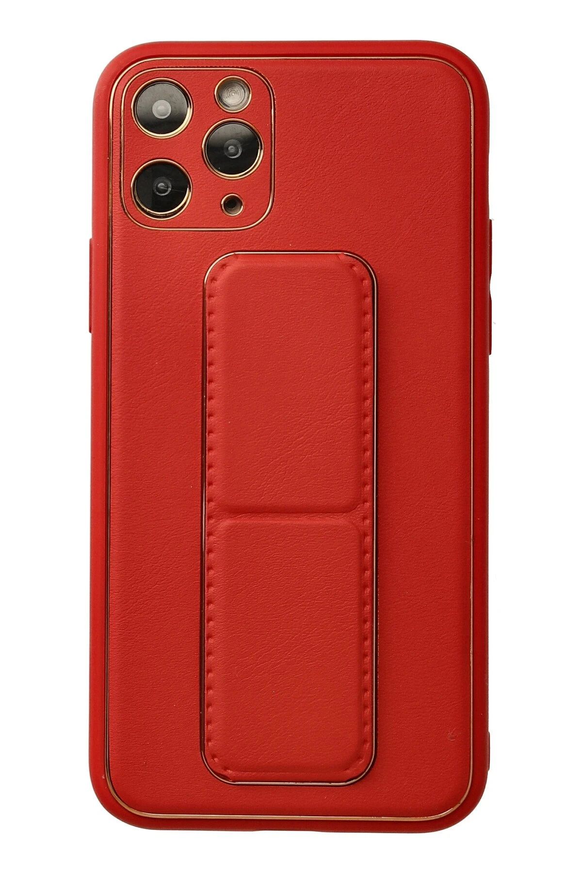 NewFace iPhone 11 Pro Kılıf Coco Deri Standlı Kapak - Kırmızı HNZRN