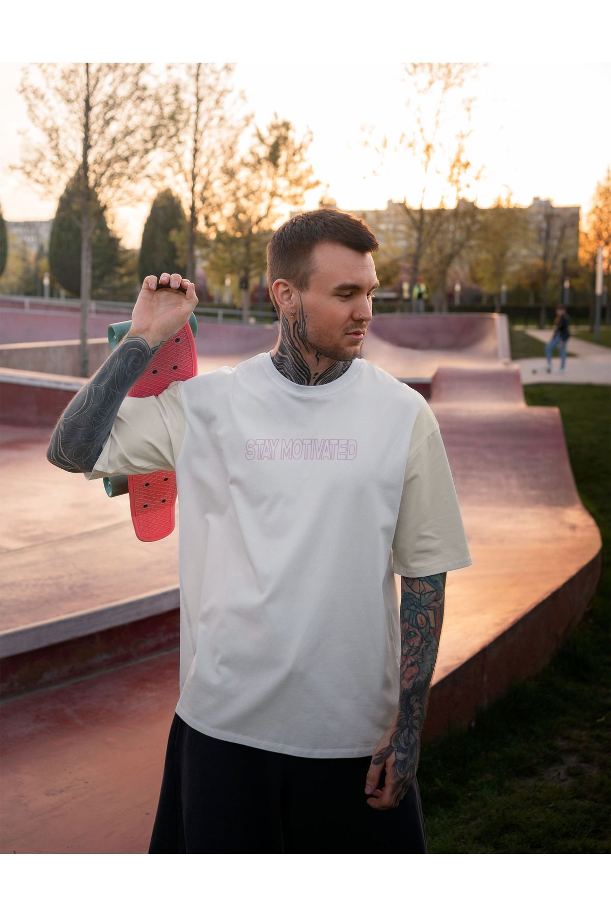 chiyos Stay Motivated – Baskılı Oversize Tişört