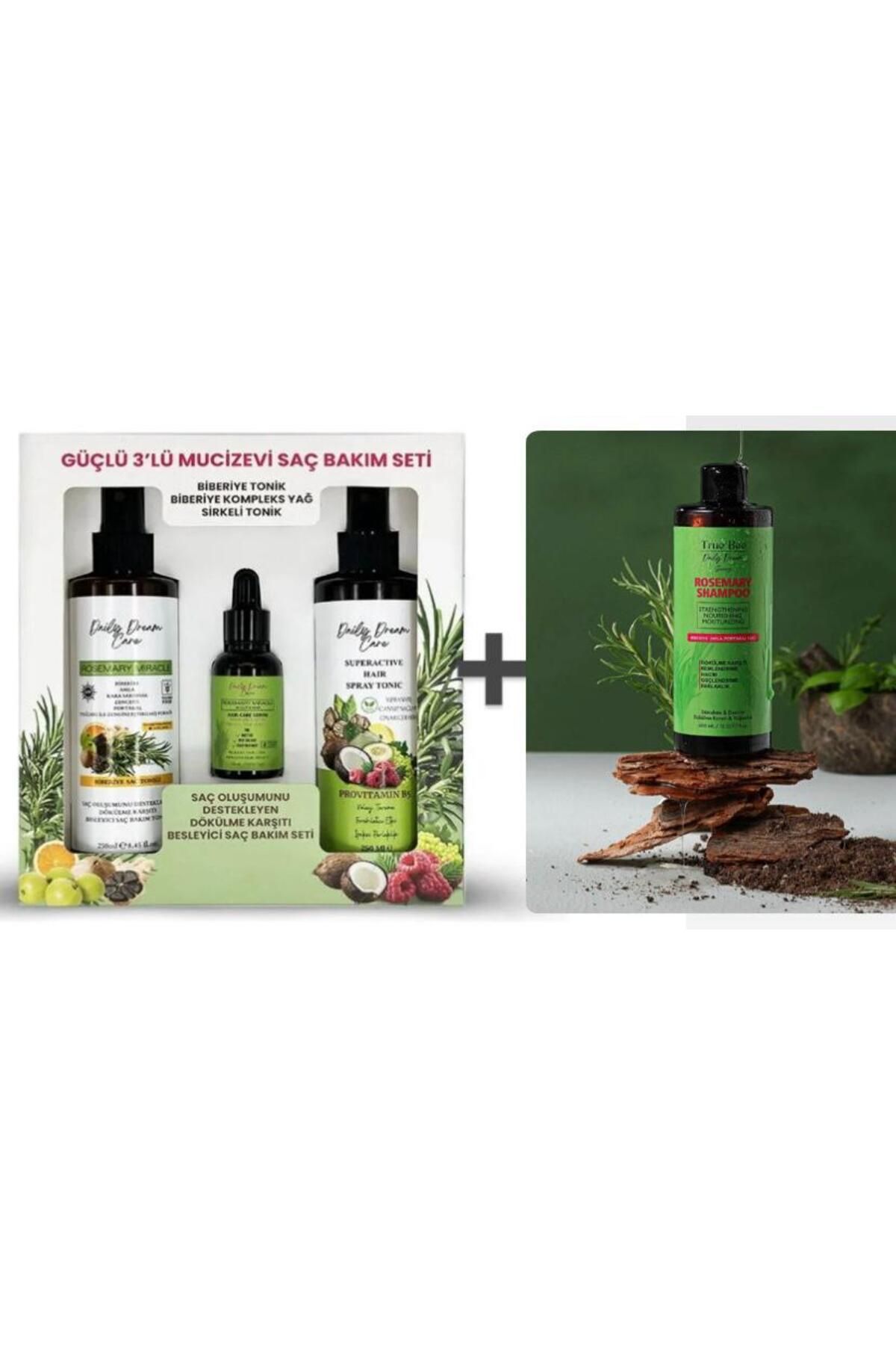 DAİLY DREAM CARE Daily Dream Series | Saç Kökü Güçlendirme Etkili Biberiye Şampuan 400 ml+ 3'lü Mucizevi Saç Bakım Se