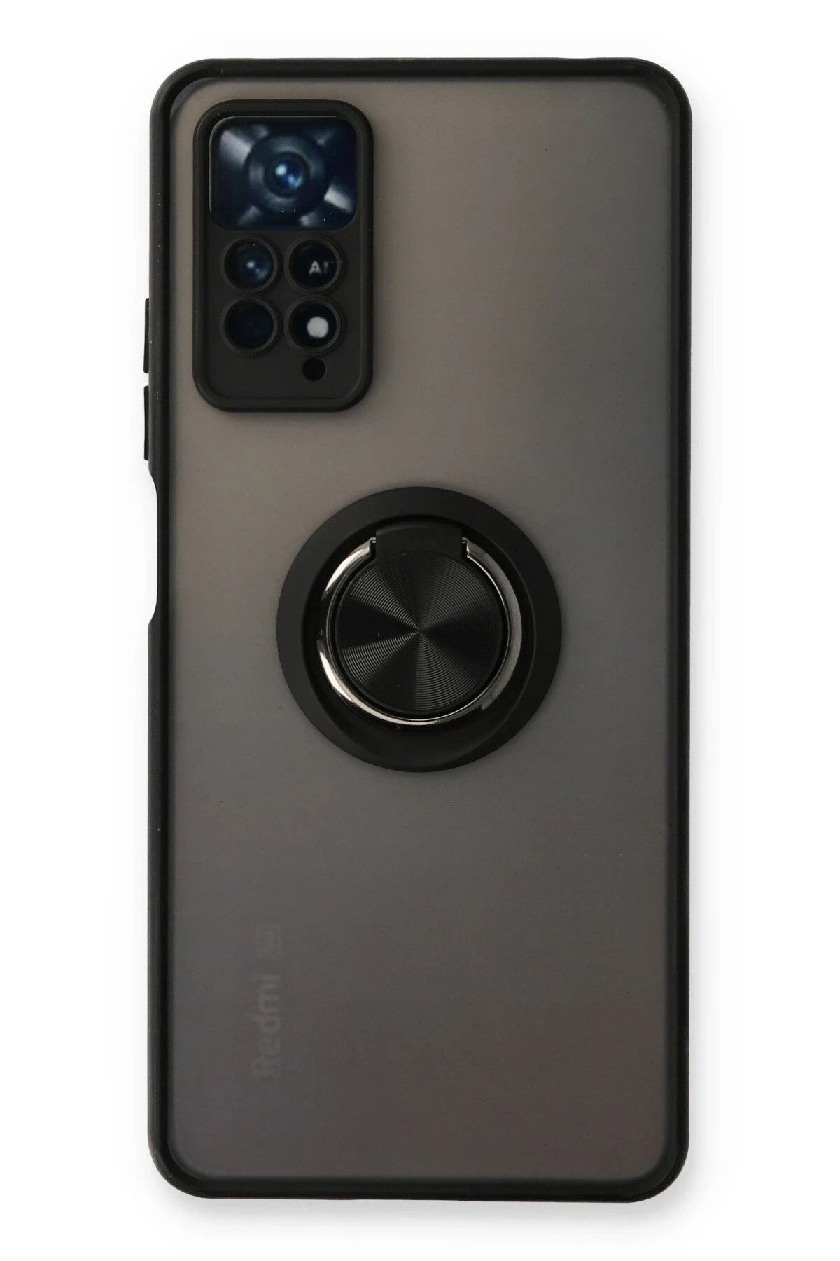NewFace Xiaomi Redmi Note 11 Pro Kılıf Montreal Yüzüklü Silikon Kapak - Siyah NRMSA