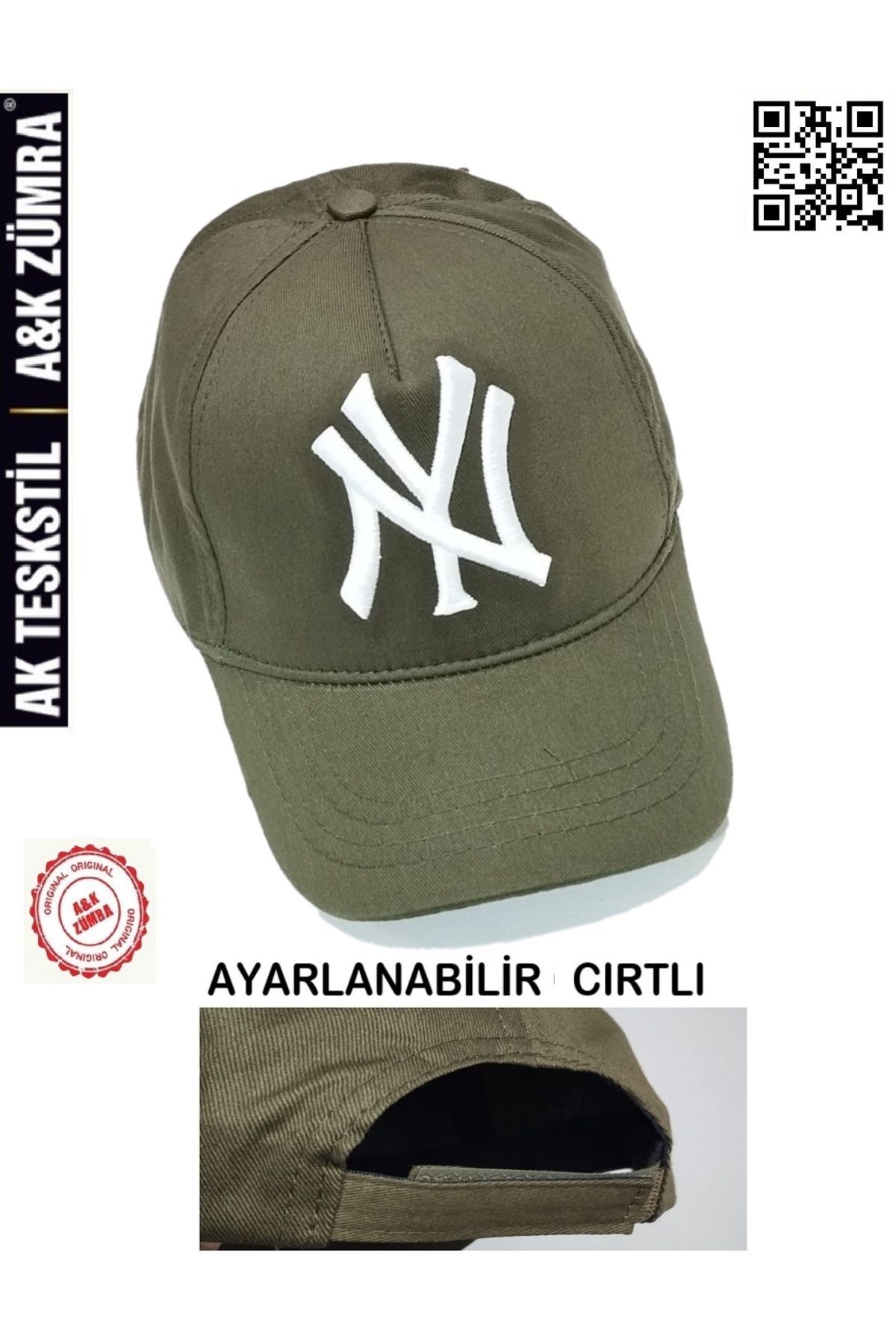 A&K ZÜMRA Unisex %100 Pamuklu Ayarlanabilir Cırtlı Nakışlı Kep Şapka