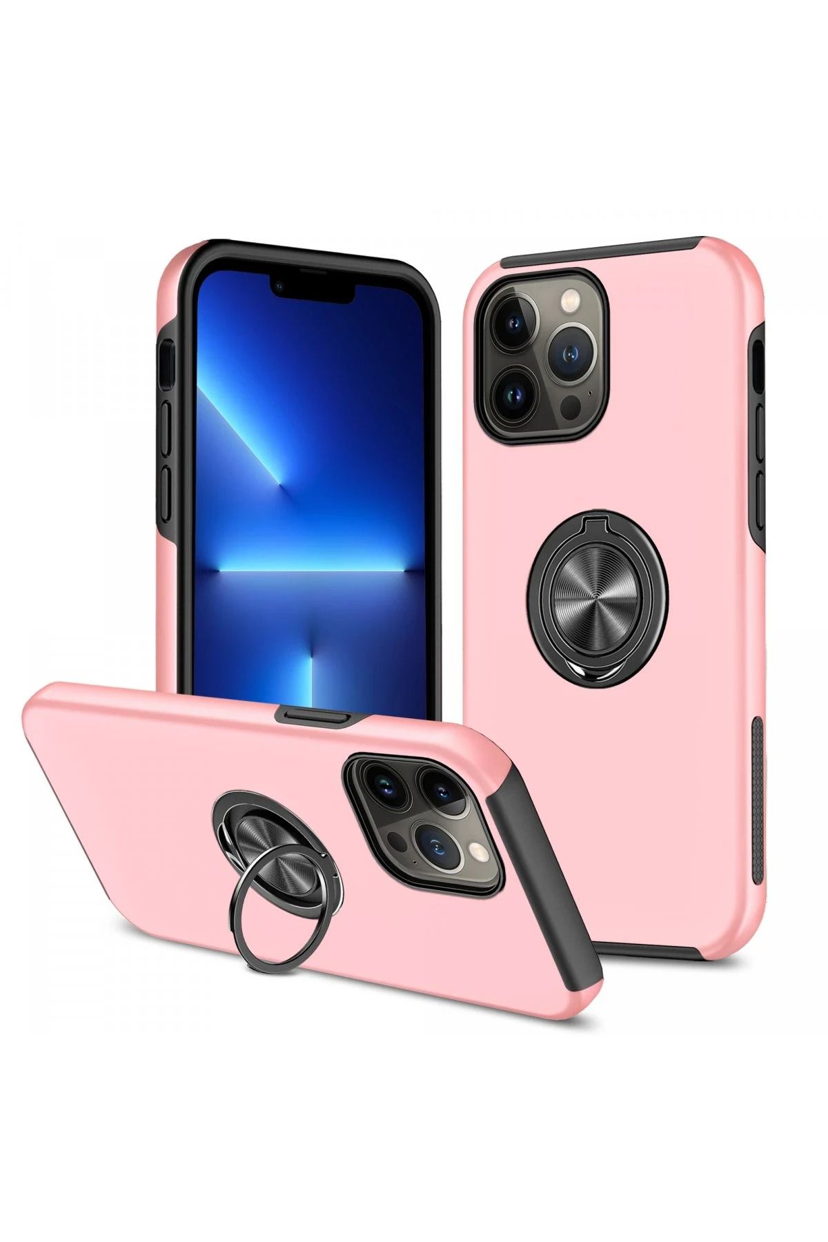 NewFace iPhone 13 Pro Max Kılıf Elit Yüzüklü Kapak - Pembe JOJUA
