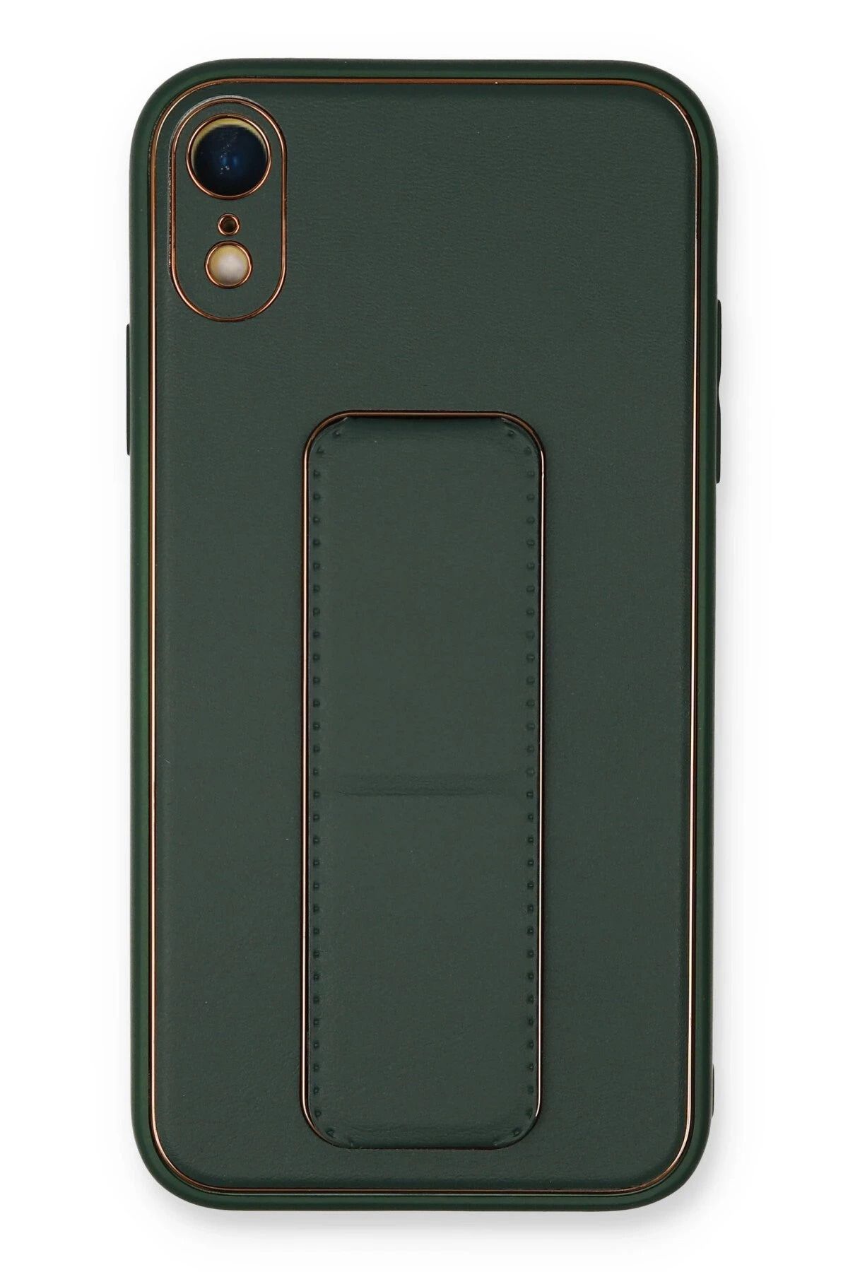NewFace iPhone XR Kılıf Coco Deri Standlı Kapak - Yeşil HNZRN