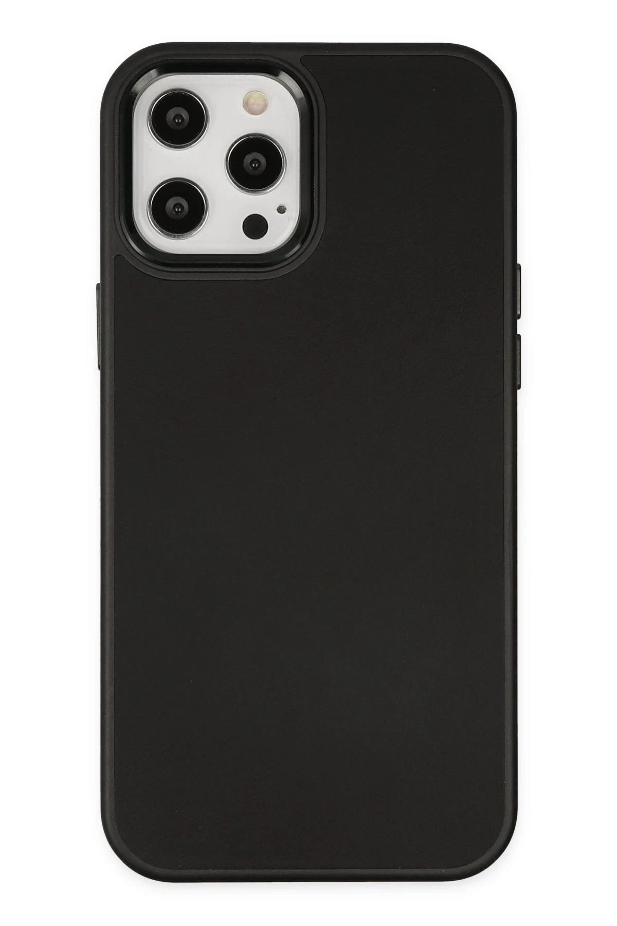 NewFace iPhone 12 Pro Max Kılıf Asya Deri Silikon - Siyah BSTMY