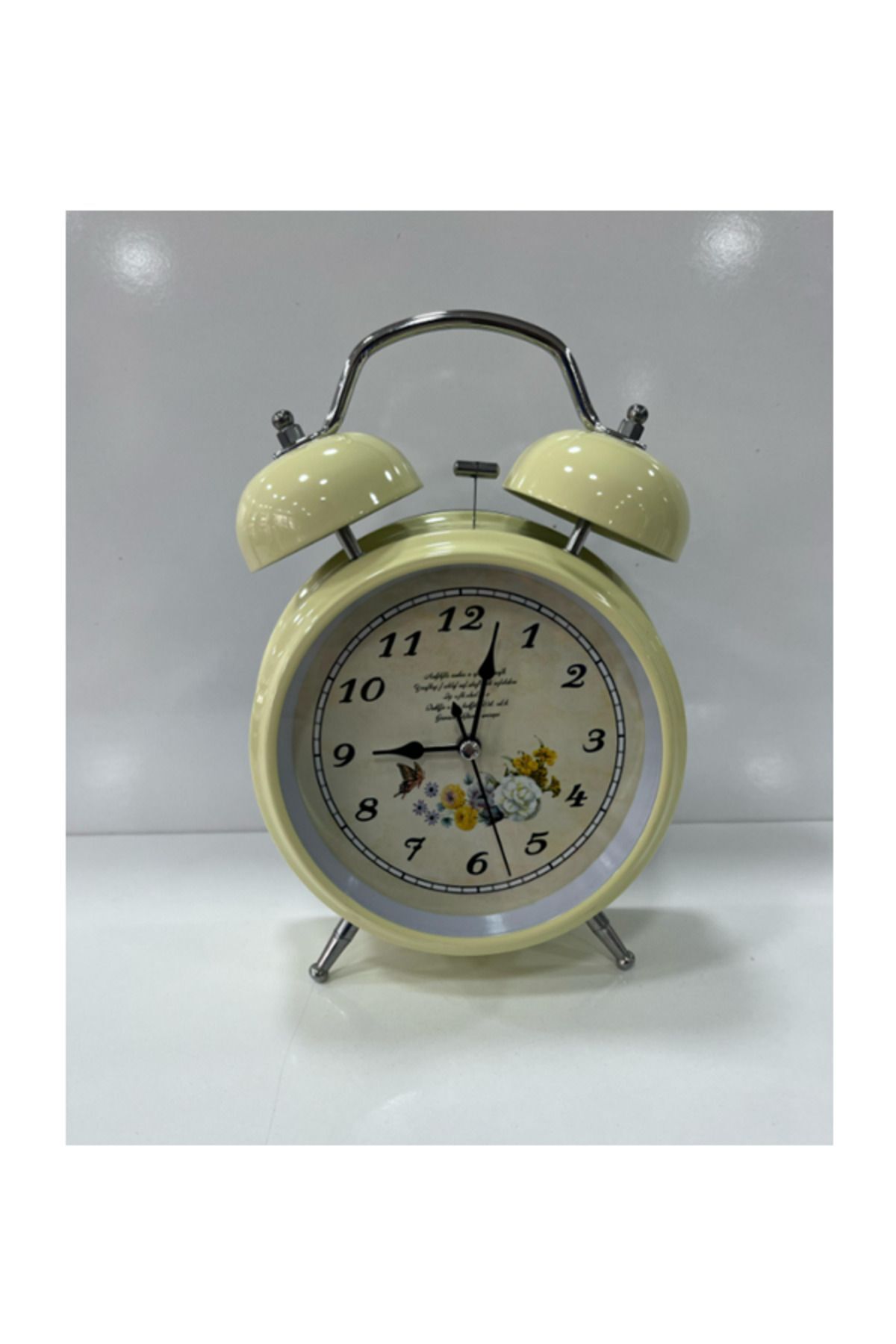 Flower Toys Dekoratif Çalar Saat Masa Saati Nostalji Metal Analog Saat Büyük Boy