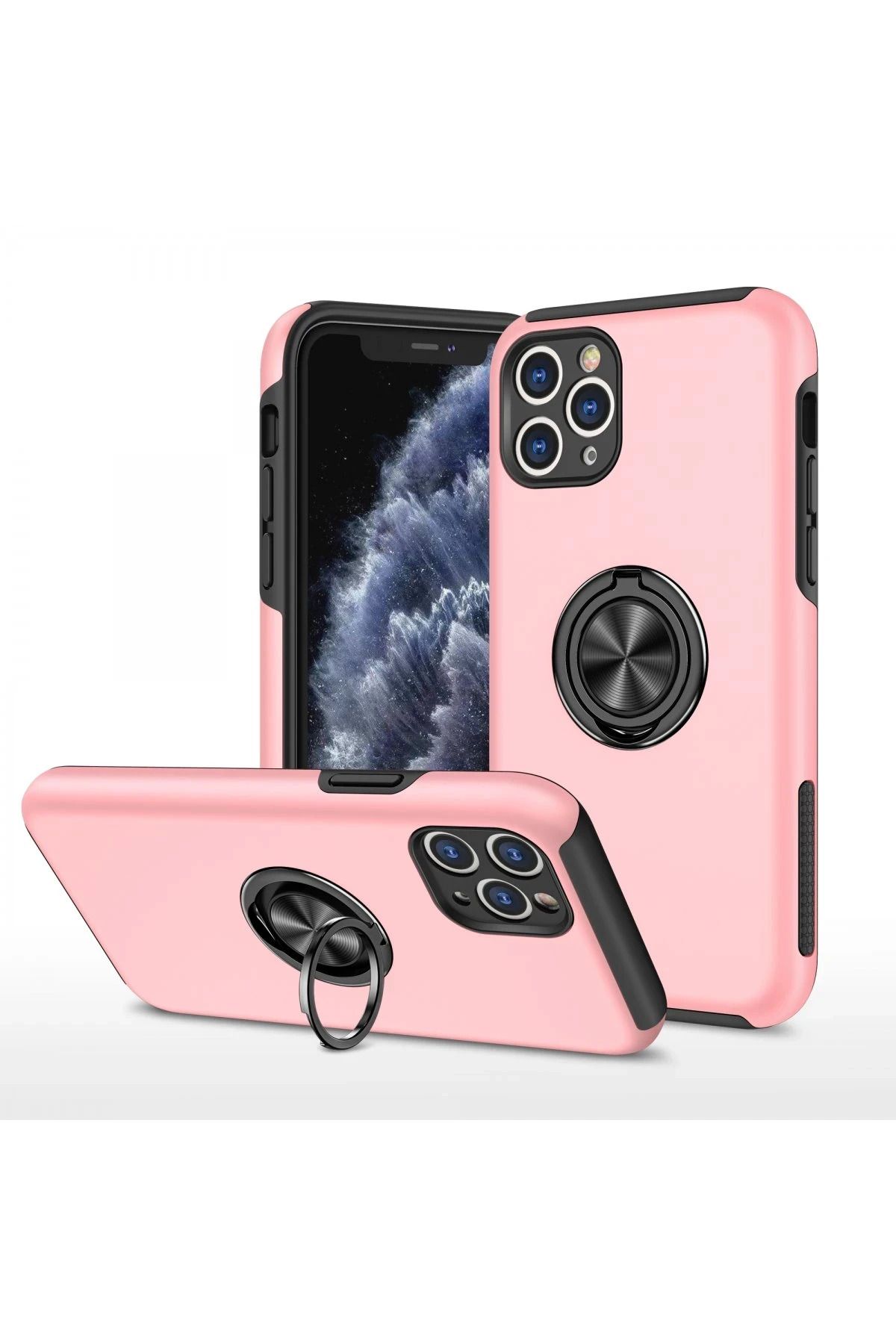 NewFace iPhone 11 Pro Kılıf Elit Yüzüklü Kapak - Pembe JOJUA