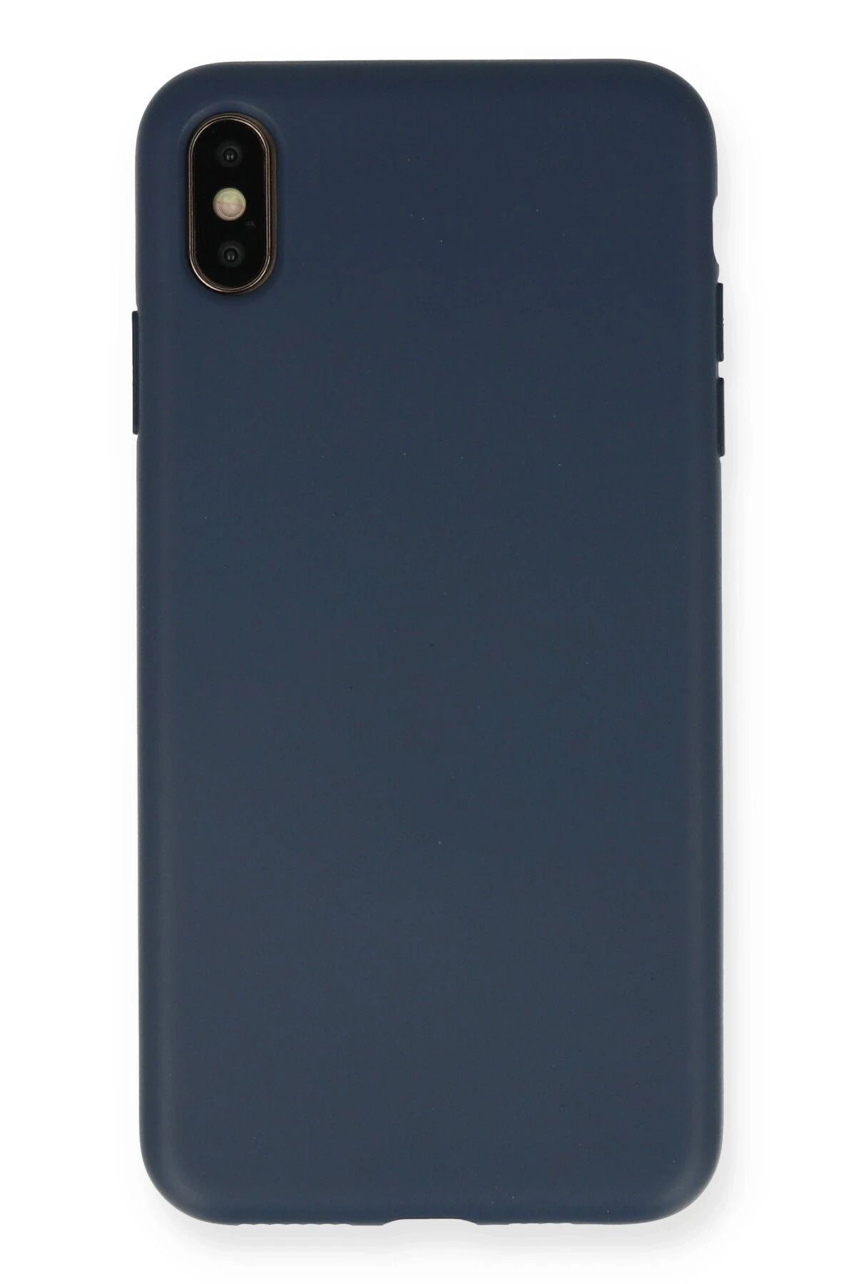 NewFace iPhone XS Max Uyumlu Kılıf Nano içi Kadife Silikon - Lacivert HNZRN