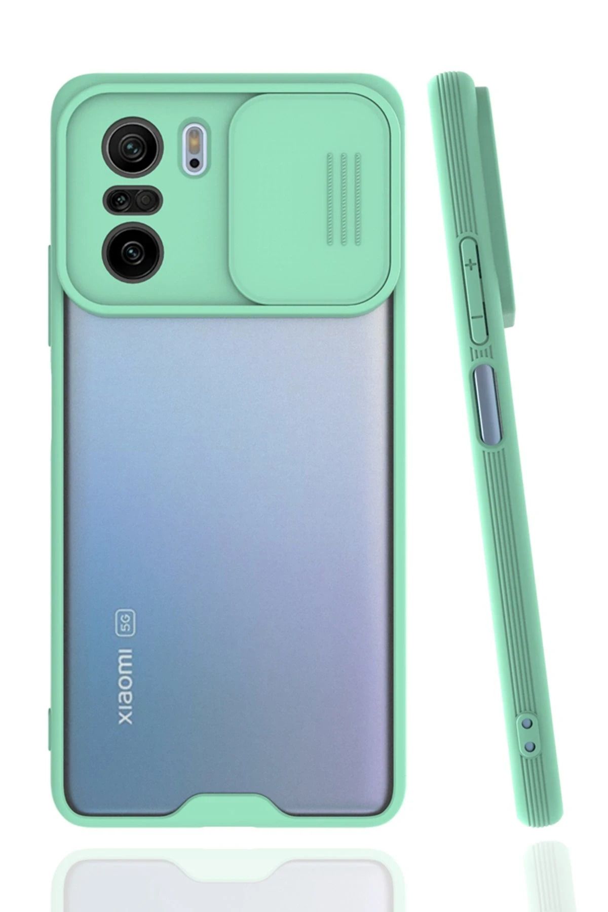 NewFace Xiaomi Poco F3 Kılıf Platin Kamera Koruma Silikon - Açık Yeşil JOJUA