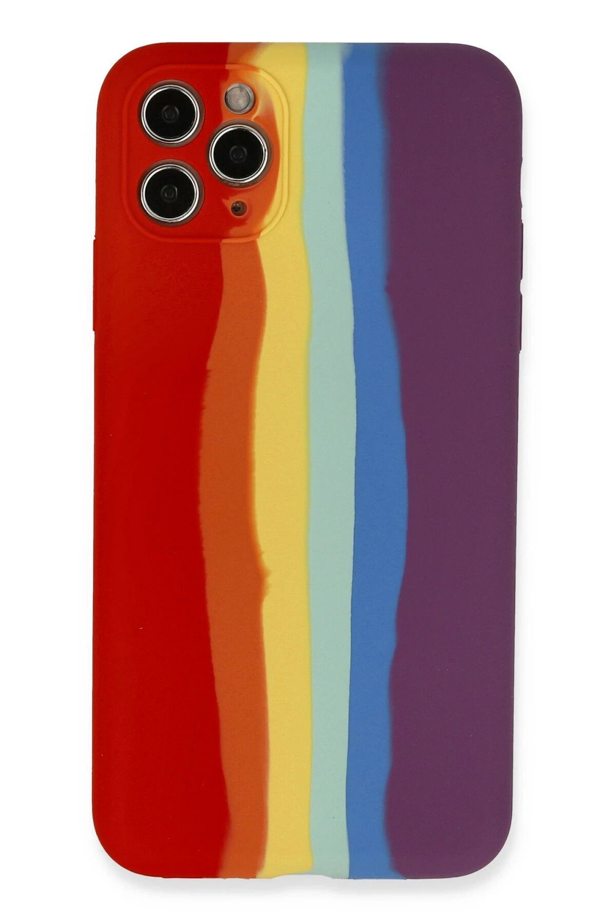NewFace iPhone 11 Pro Kılıf Ebruli Lansman Silikon - Kırmızı-Mor YNSMR