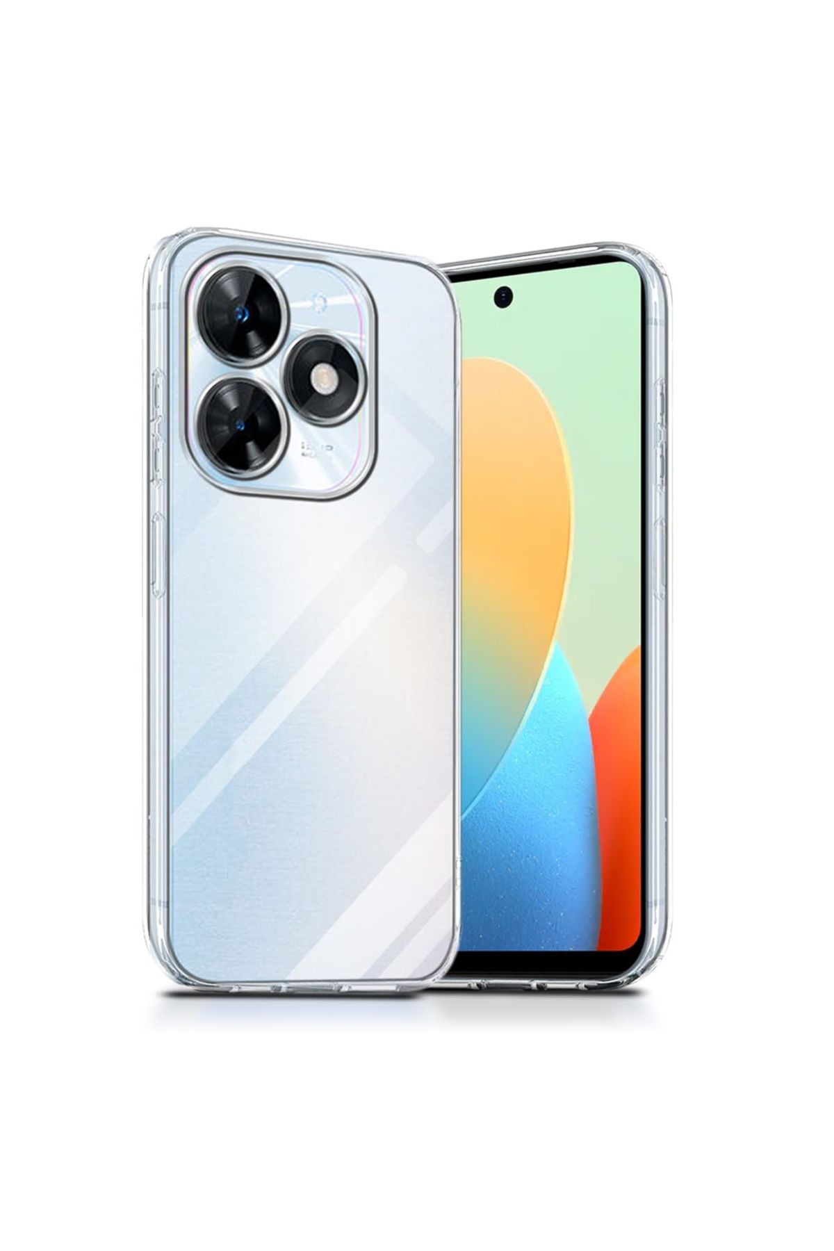 CaseWorld Tecno Spark Go 2024 ile Uyumlu Kapak Kamera Korumalı Süper Silikon Şeffaf Kılıf