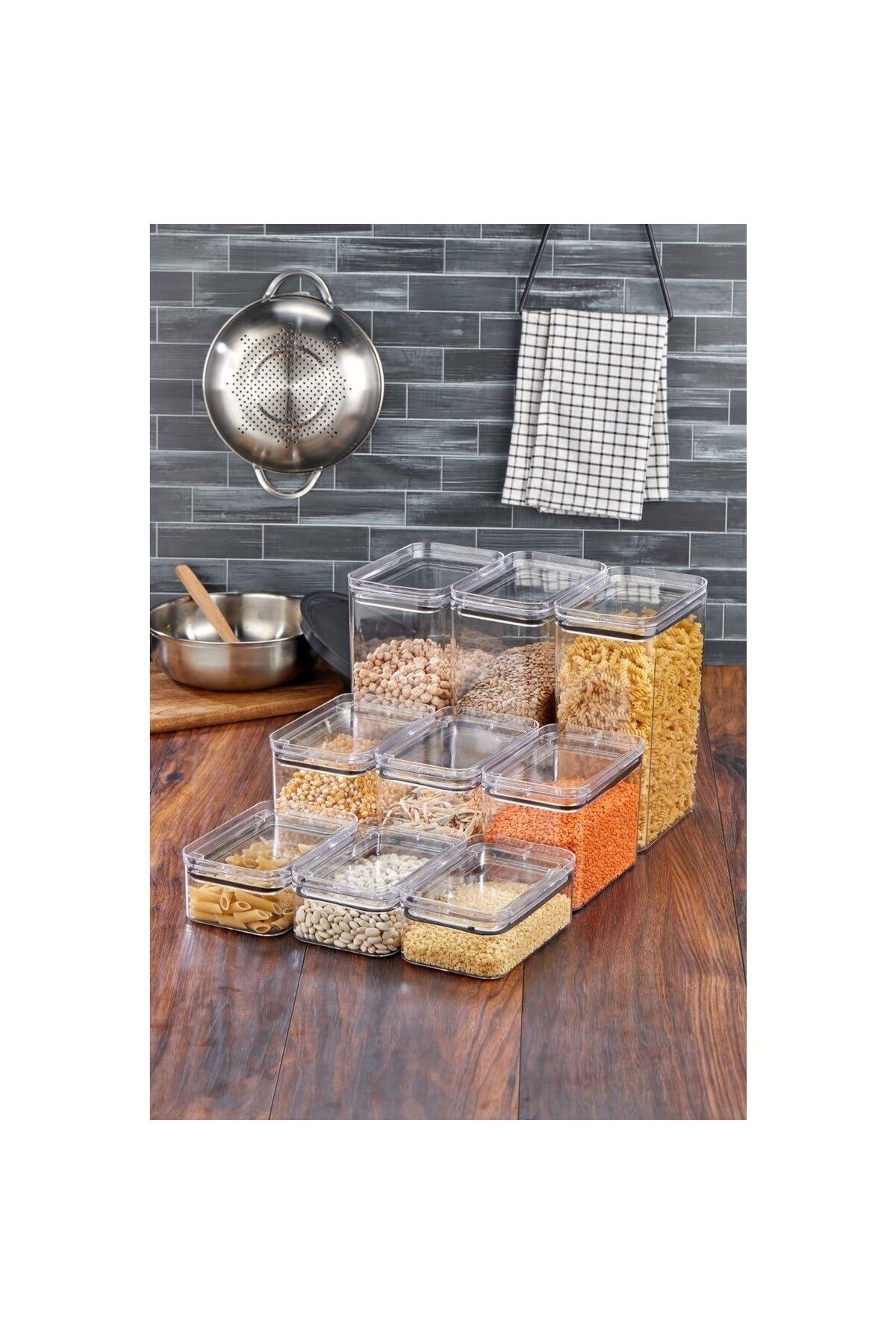 Hanedanev-Leak Proof Lid Storage & Ration Container Transparent Set of 3 Rectangular with Gasket, 3500Ml-1700Ml-800Ml 5