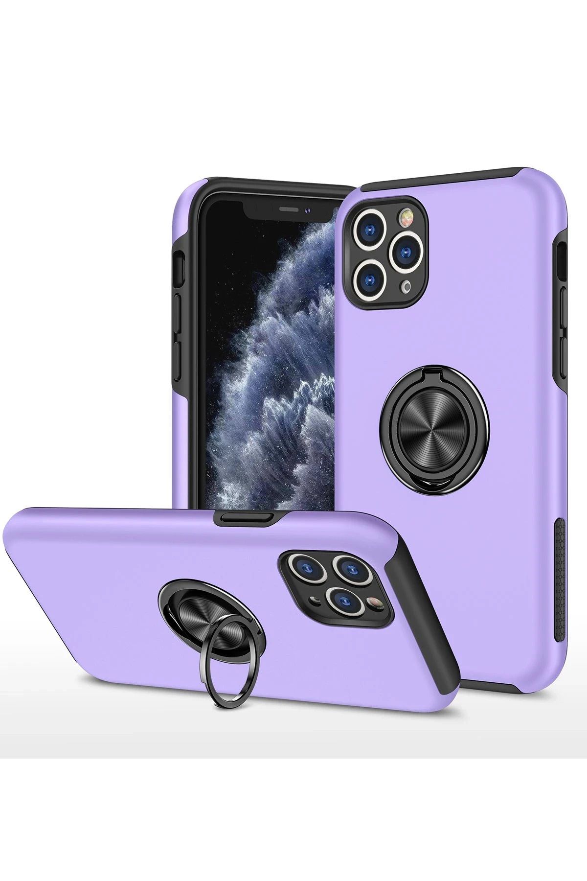 NewFace iPhone 11 Pro Kılıf Elit Yüzüklü Kapak - Mor LZWDR