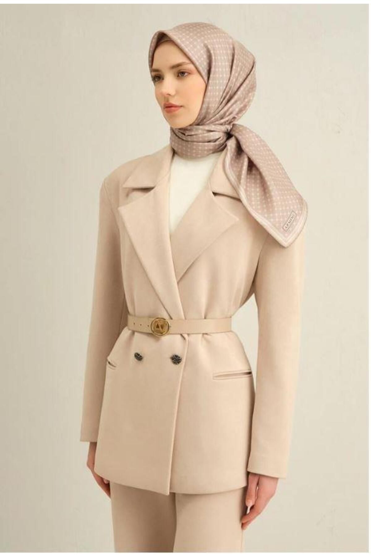 Armine 2025 Desenli Saf İpek Twill Eşarp 9345-14