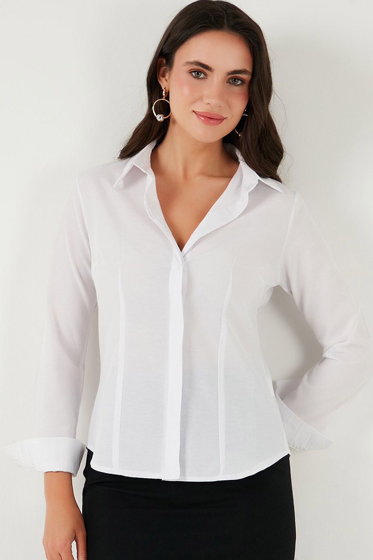 Ottawe Slim Fit Bel Oturtmalı Kalıp Düğmeli Uzun Kollu Yakalı Casual Polin Gömlek