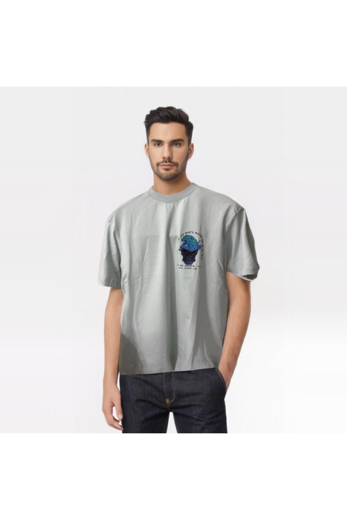 Retro t-shirt bisiklet yaka ön arka baskılı %cotton