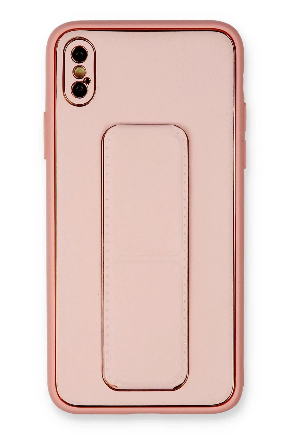 NewFace iPhone XS Max Kılıf Coco Deri Standlı Kapak - Pembe LZWDR