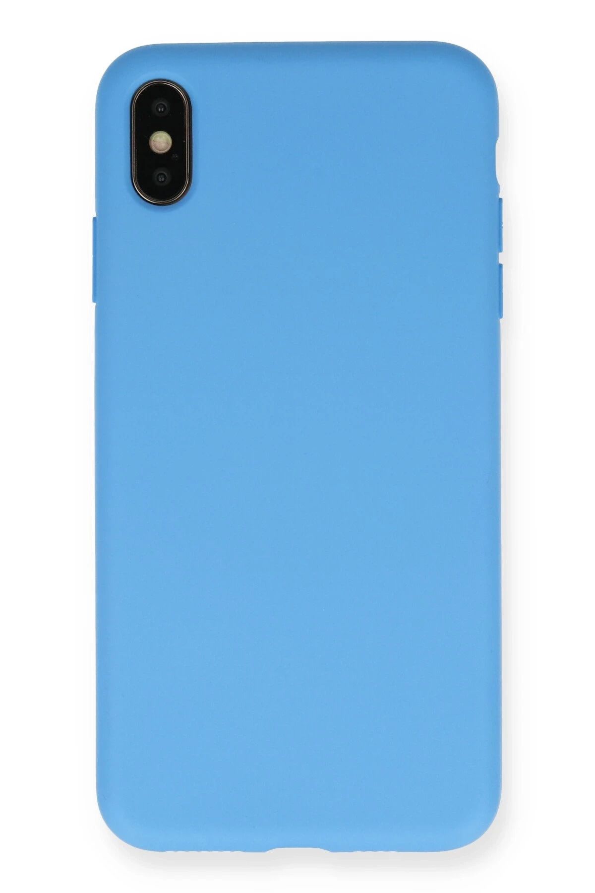 NewFace iPhone XS Max Kılıf Nano içi Kadife Silikon - Mavi FLKRY