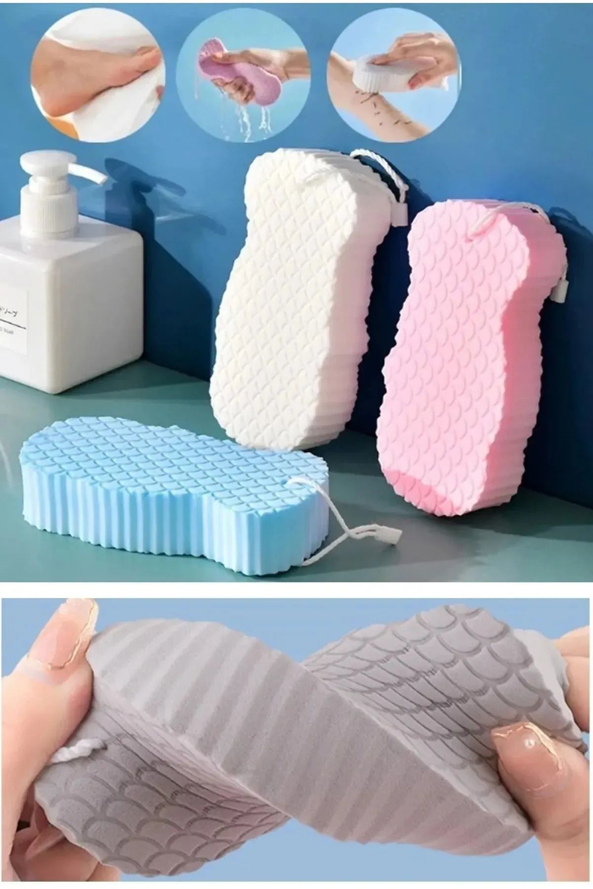eminonundenal Bebek Banyo Ölü Deri Sökücü Cil Temizleyicisi Vücut Duş Süngeri Yoğun Peeling Fırçası Masaj Sünger