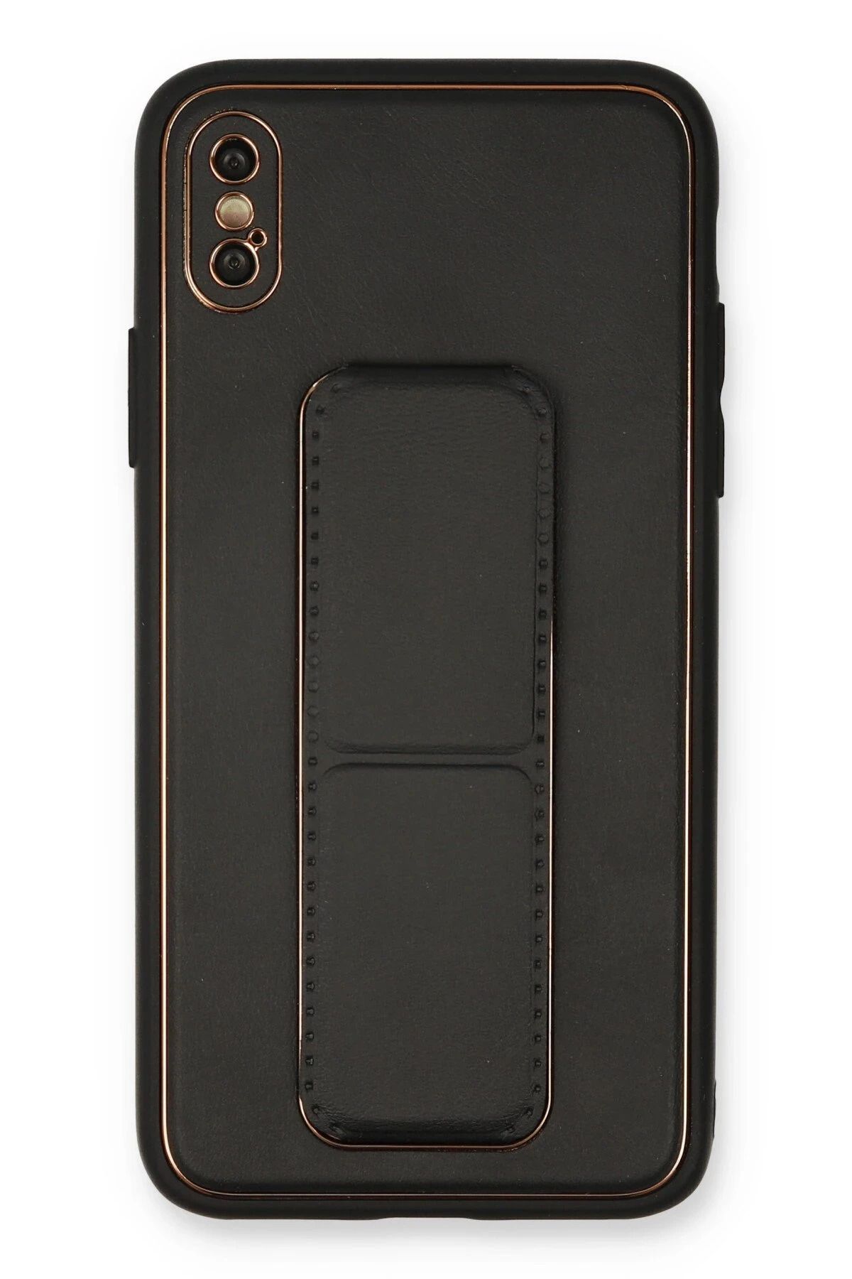 NewFace iPhone XS Max Kılıf Coco Deri Standlı Kapak - Siyah NRMSA