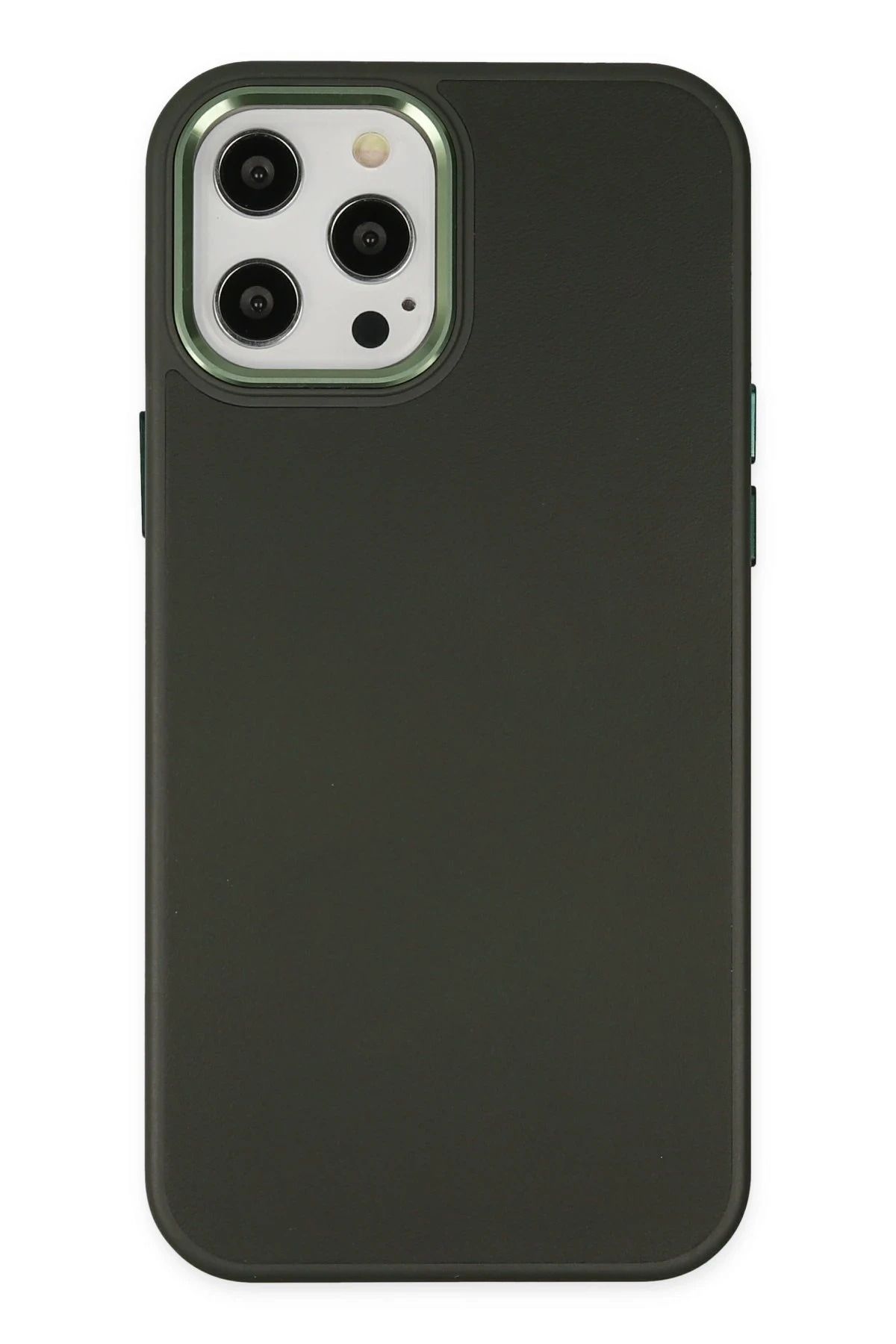 NewFace iPhone 12 Pro Max Kılıf Asya Deri Silikon - Koyu Yeşil BSTMY