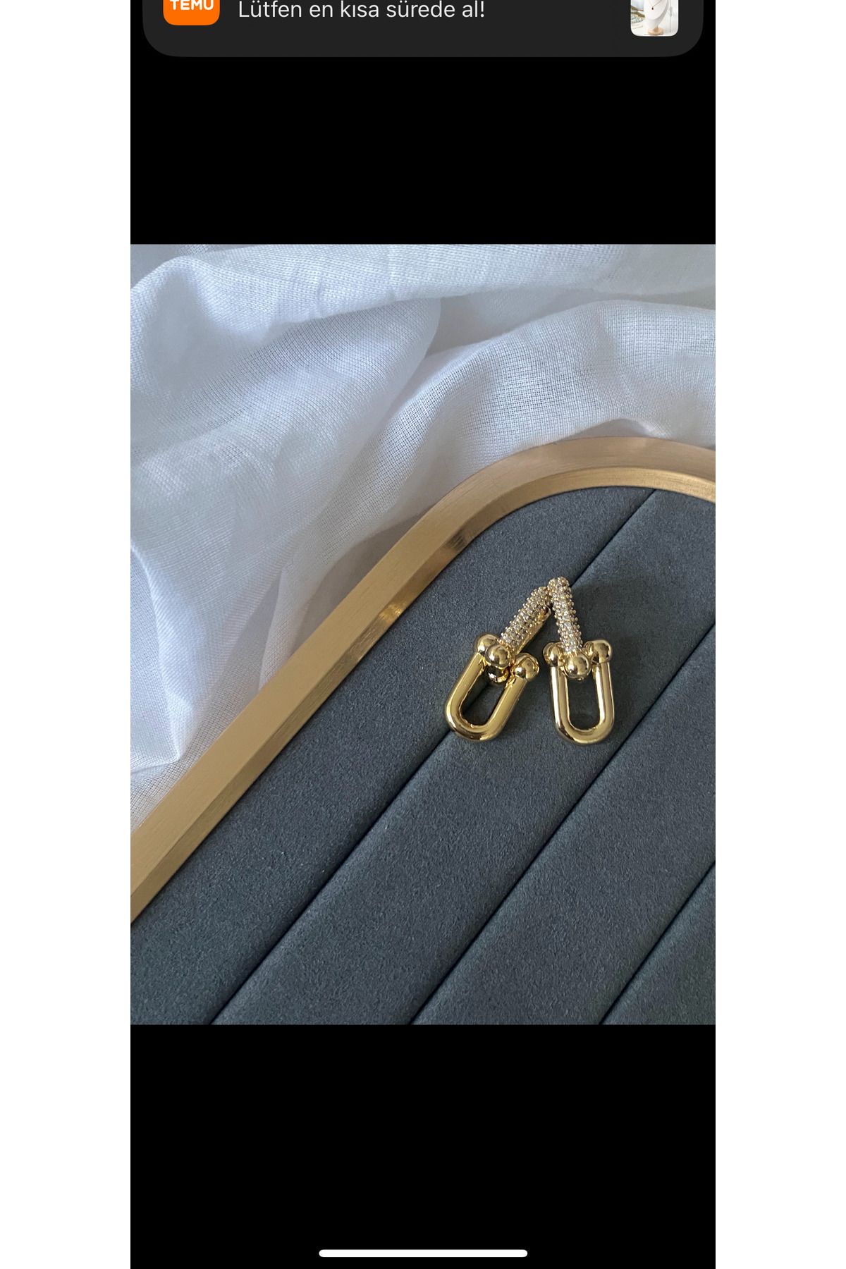 LOVİSA AKSESUAR Tiffany Model Gold Zirkon Taşlı Çelik Küpe