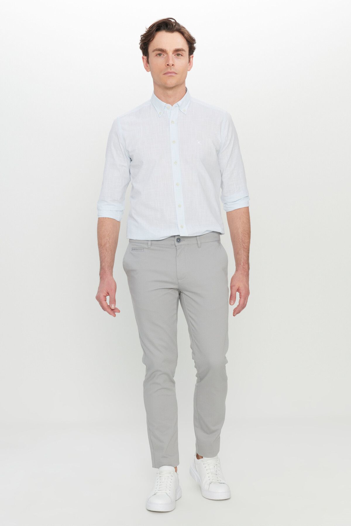 ALTINYILDIZ CLASSICS Altınyıldız ACE001252192 Gri Erkek Slim Fit Yandan Cepli Kumaş Pantolon
