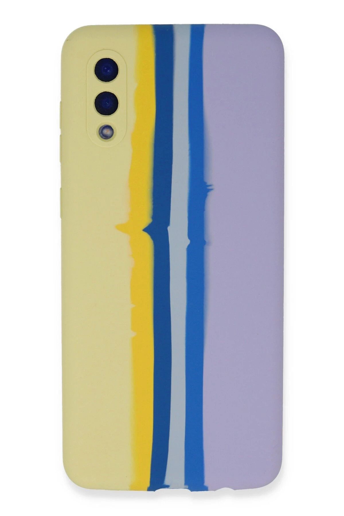 NewFace Samsung Galaxy A02 Kılıf Ebruli Lansman Silikon - Sarı-Lila FERRG