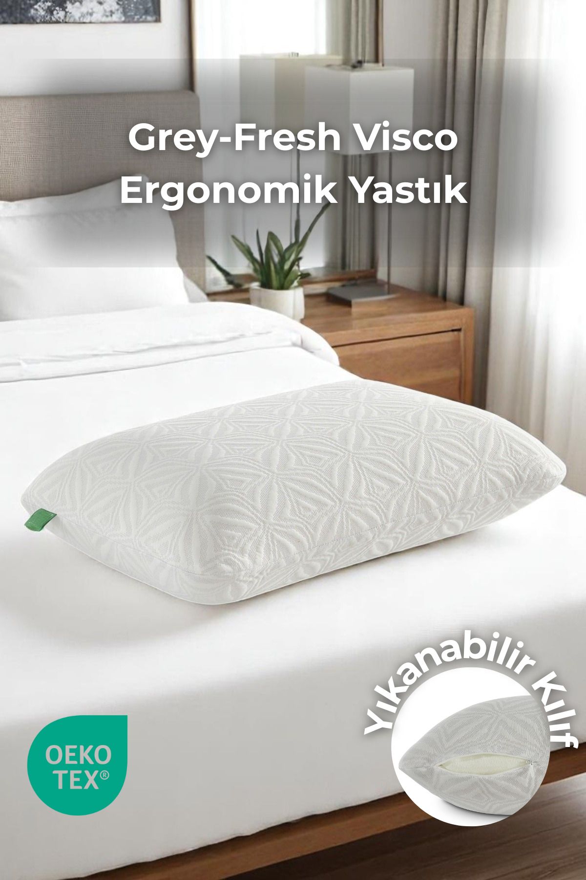 Sevinse Home Grey Fresh Visco Ergonomik Boyun Destekli Yastık