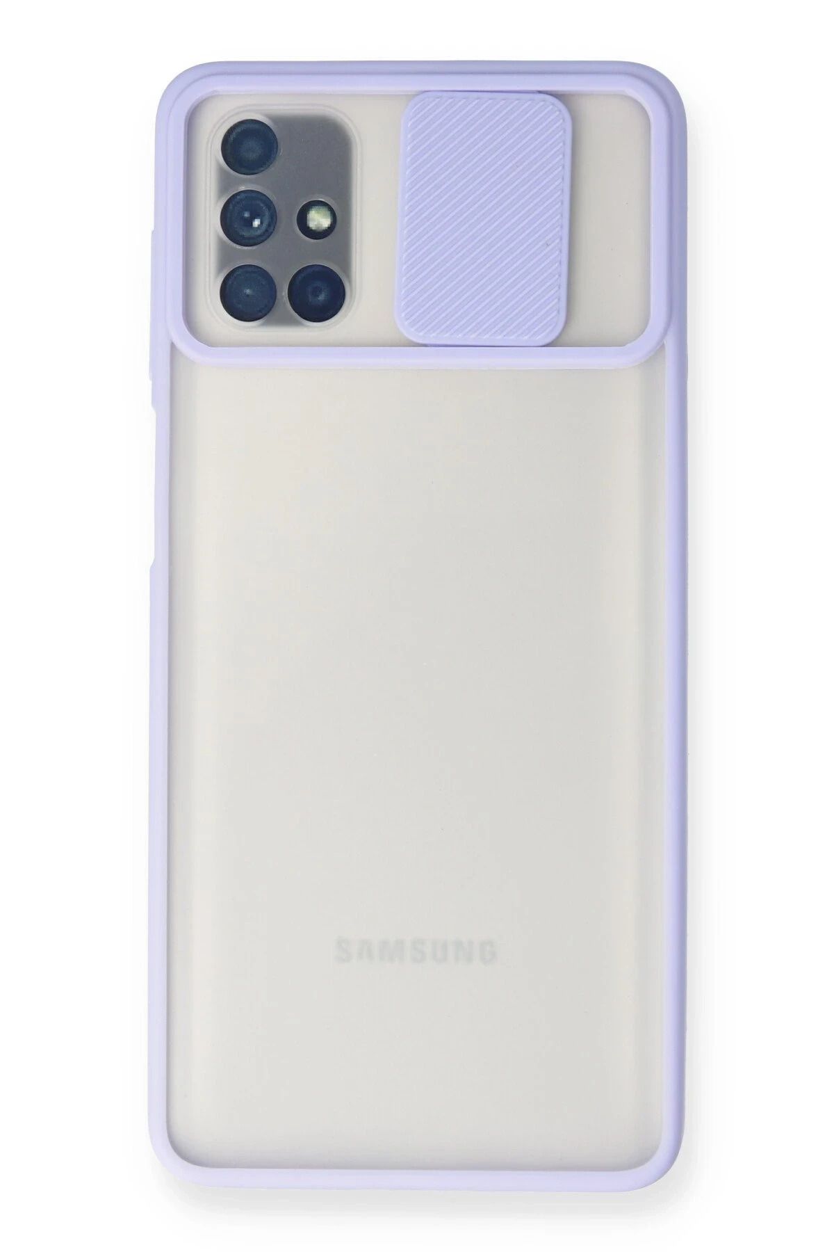 NewFace Samsung Galaxy M51 Kılıf Palm Buzlu Kamera Sürgülü Silikon - Lila INSLM