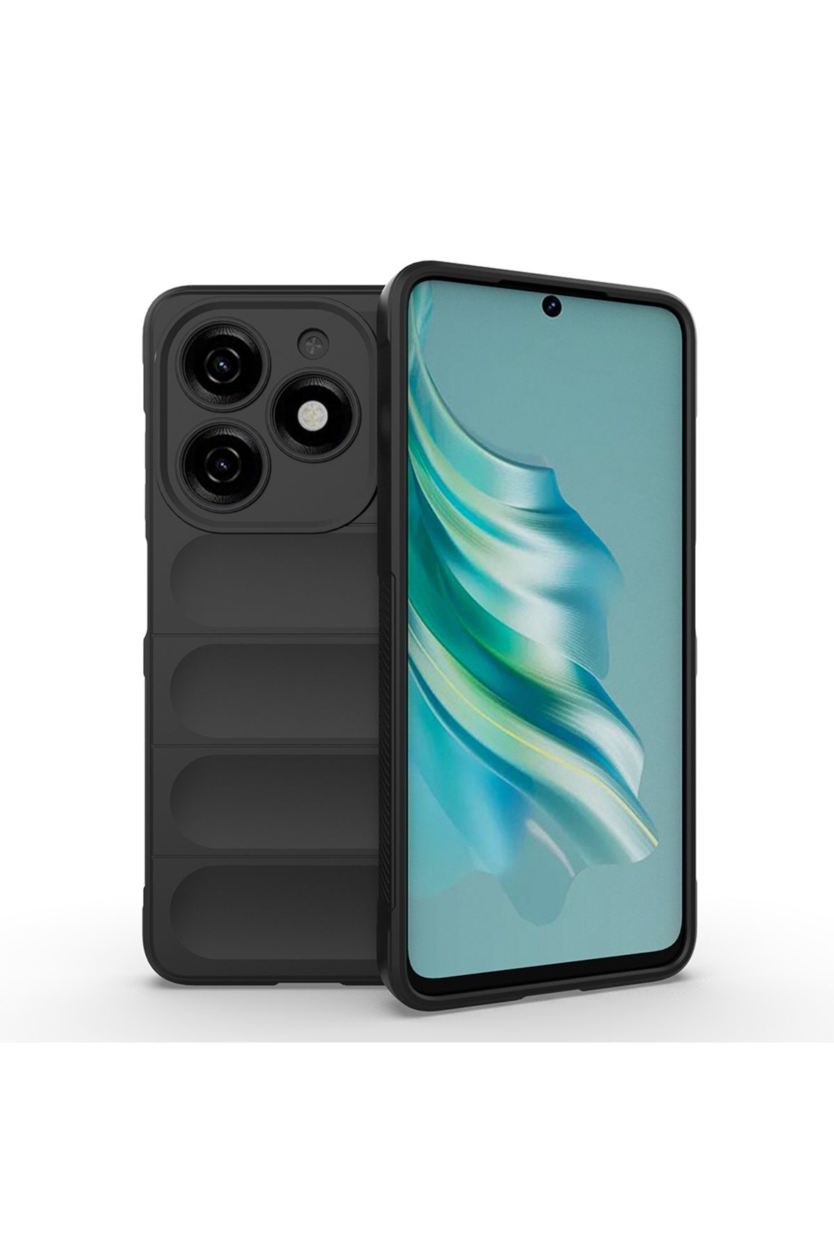 Başkenttekno Tecno Spark 20C Kılıf Esnek TPU Oyuklu Arka Yüzey Tasarımlı Etnik Silikon Kapak